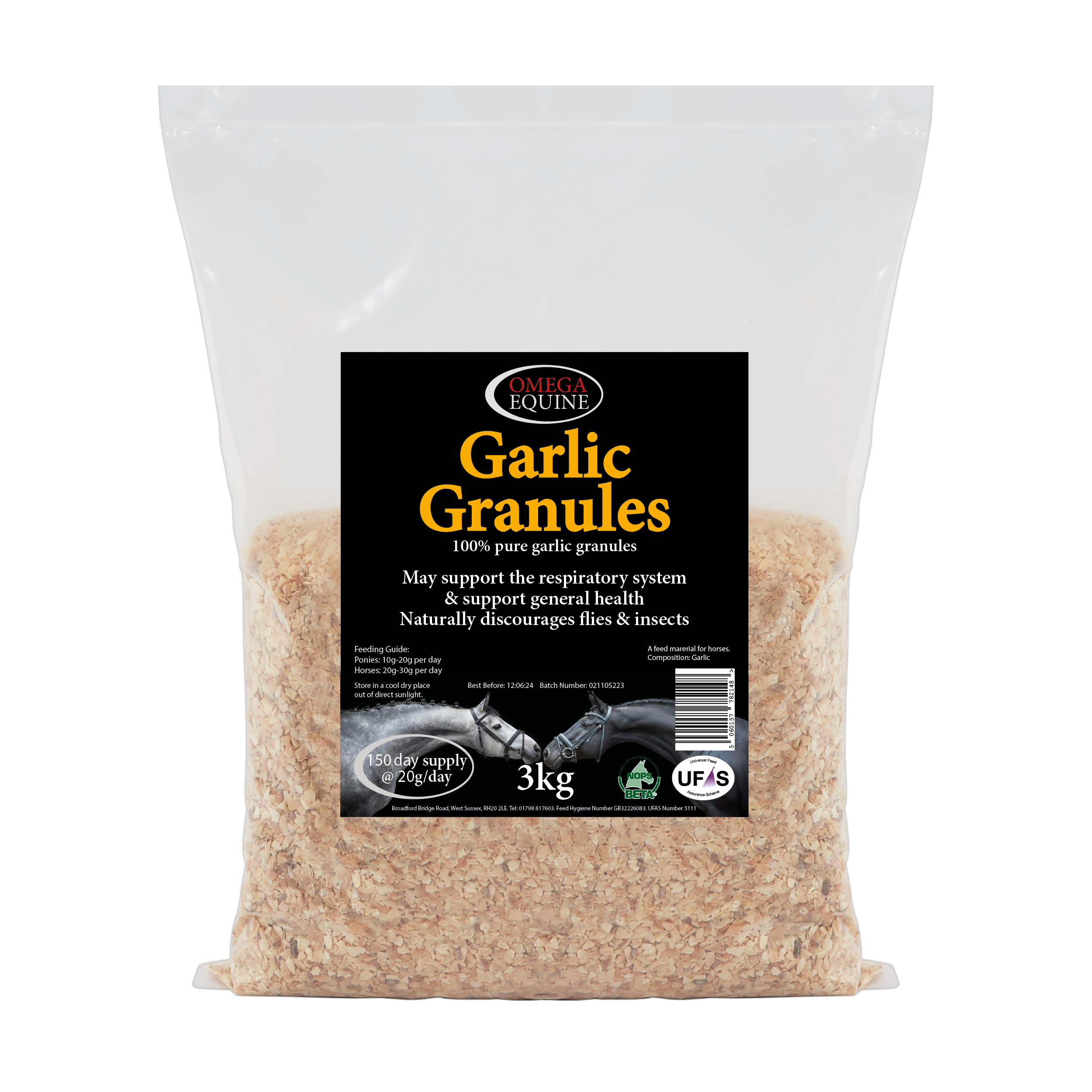 Omega Equine Garlic Granules for horses, 3kg bag