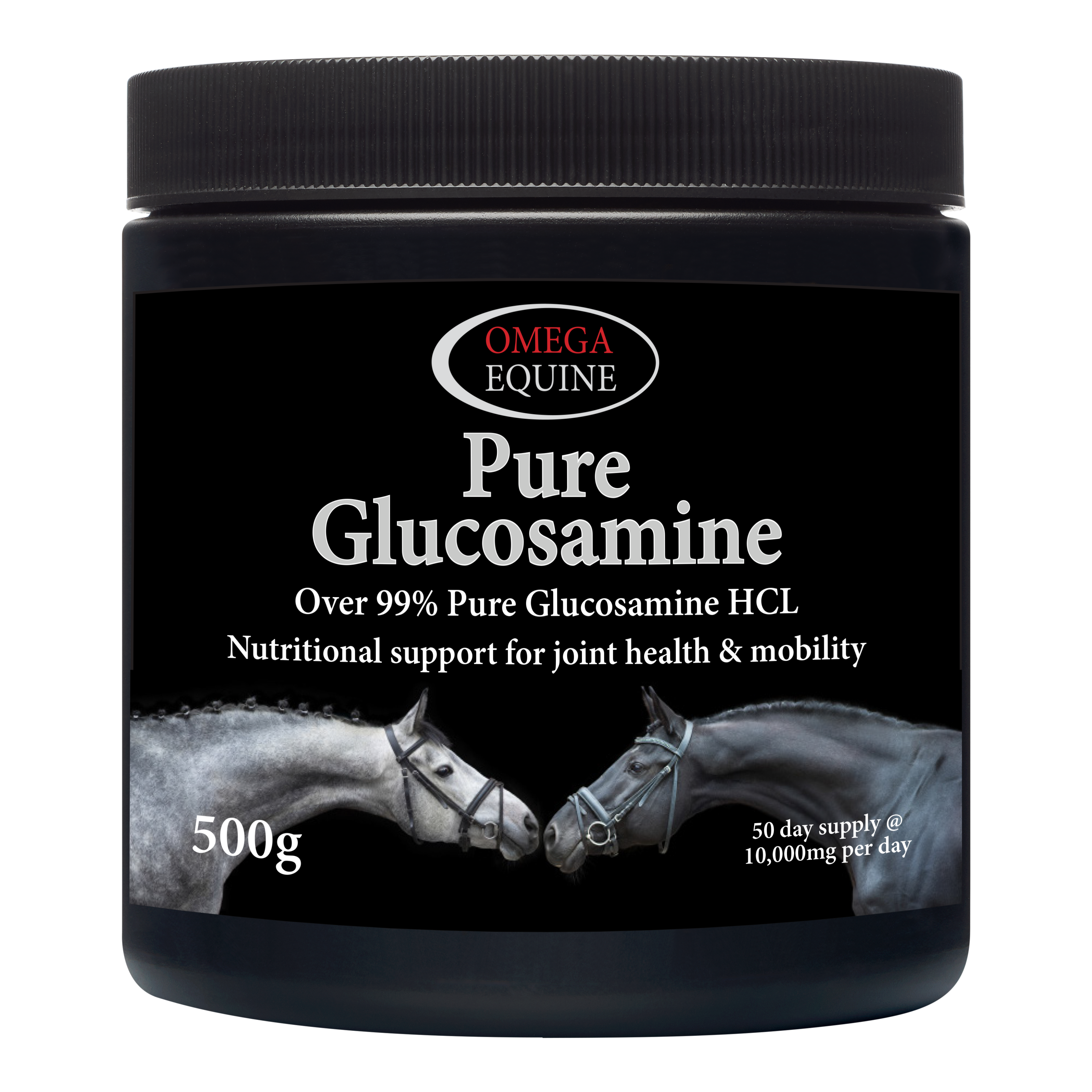 Omega Equine Pure Glucosamine joint supplement for horses, 500g tub