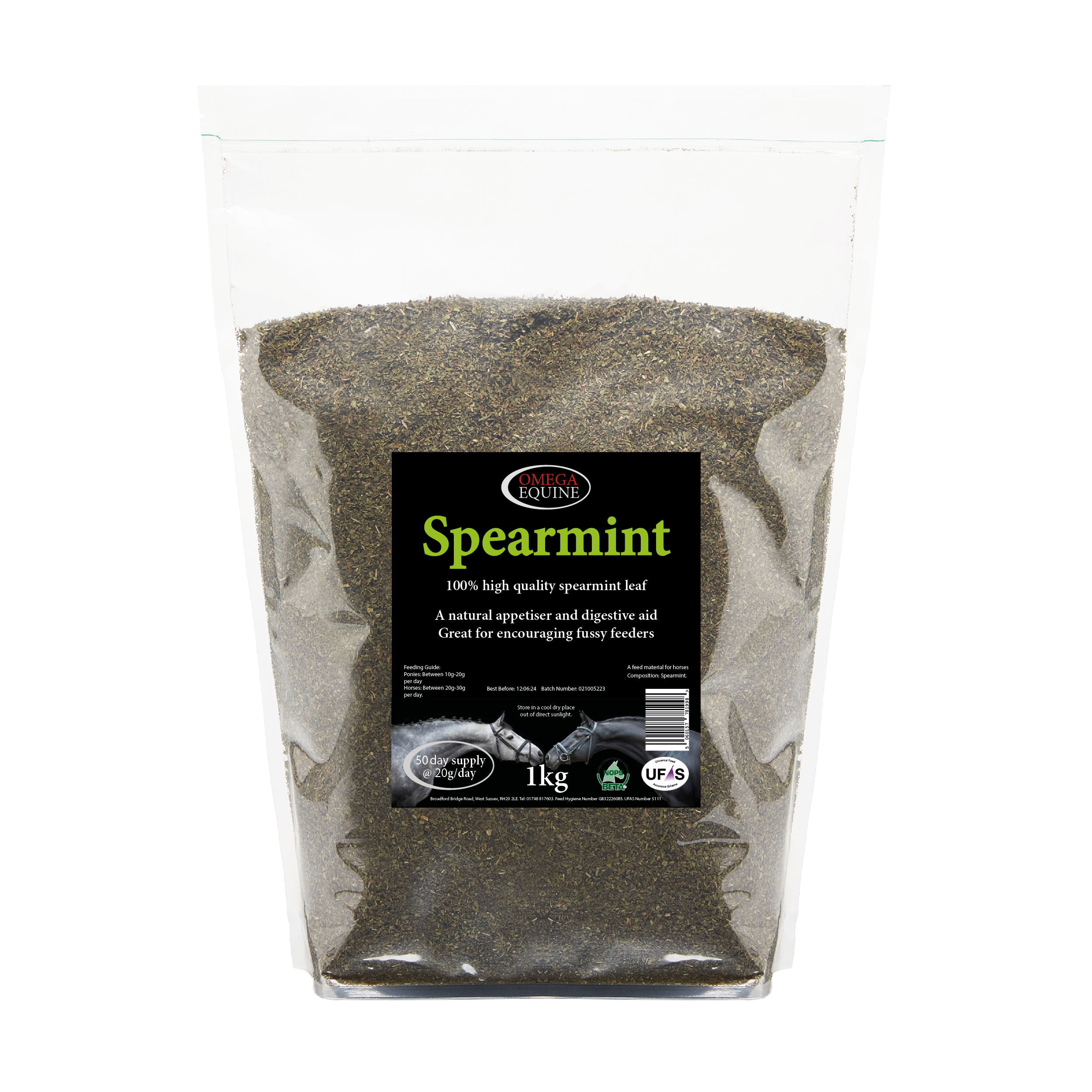 Omega Equine Spearmint supplement for horses, 1kg