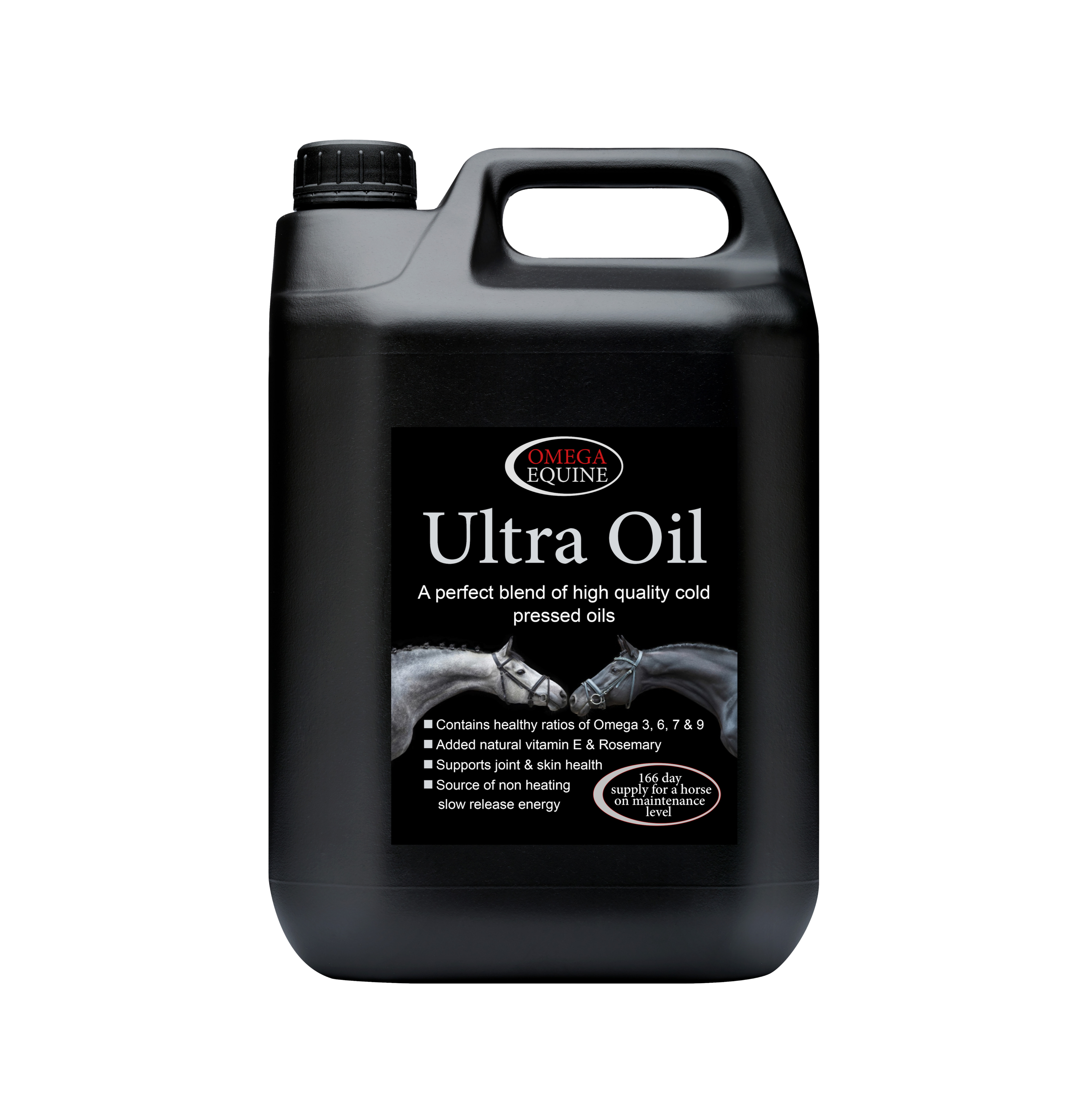 Omega Equine Ultra Oil blended feed oil for horses, 5 litre container