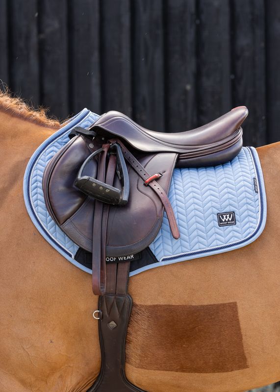 Woof Wear Herringbone Close Contact Saddle Pad in steel blue