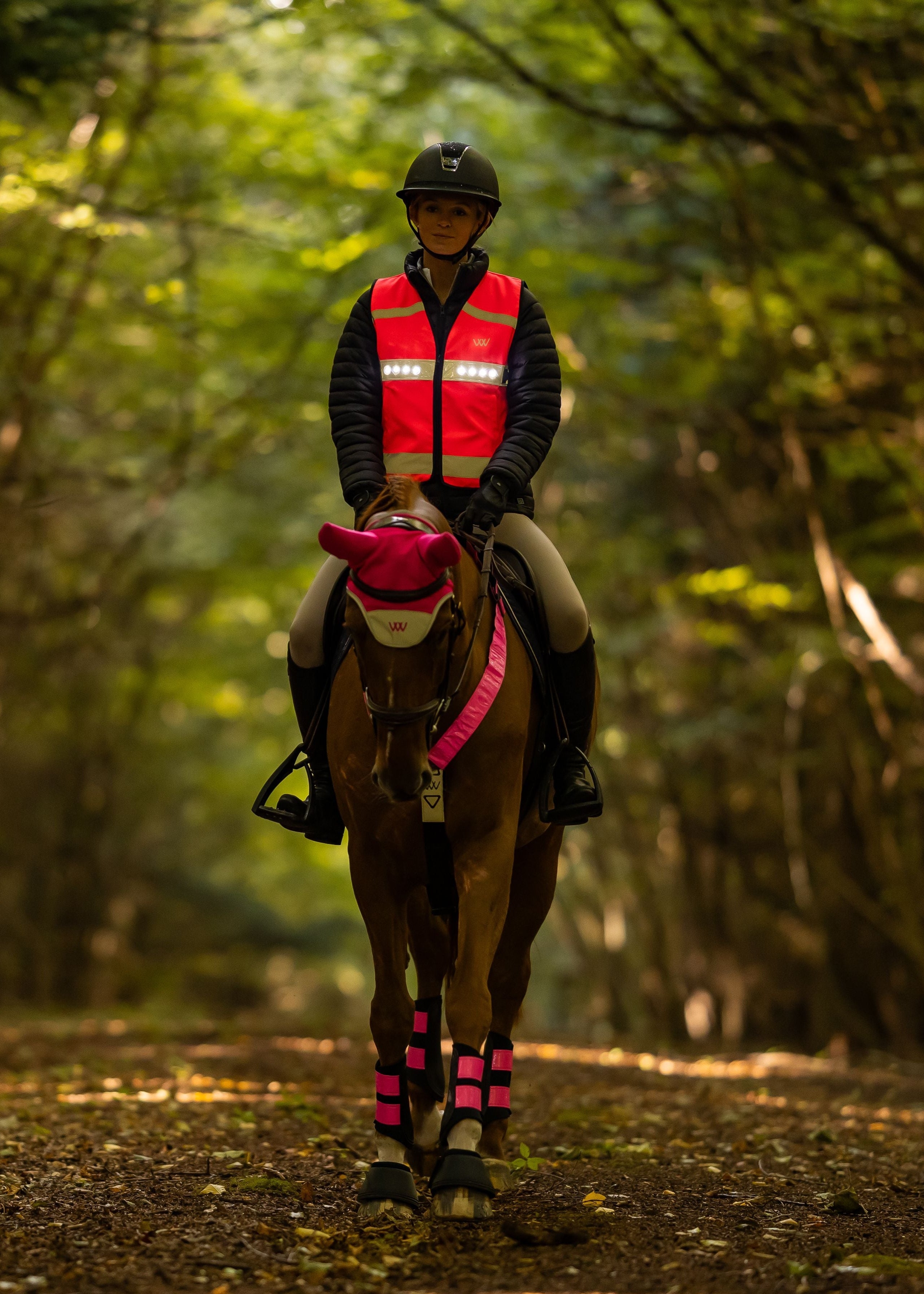 Woof Wear LED Hi Vis Riding Vest – Hi Vis Pink, Junior Small/Medium, Rechargeable