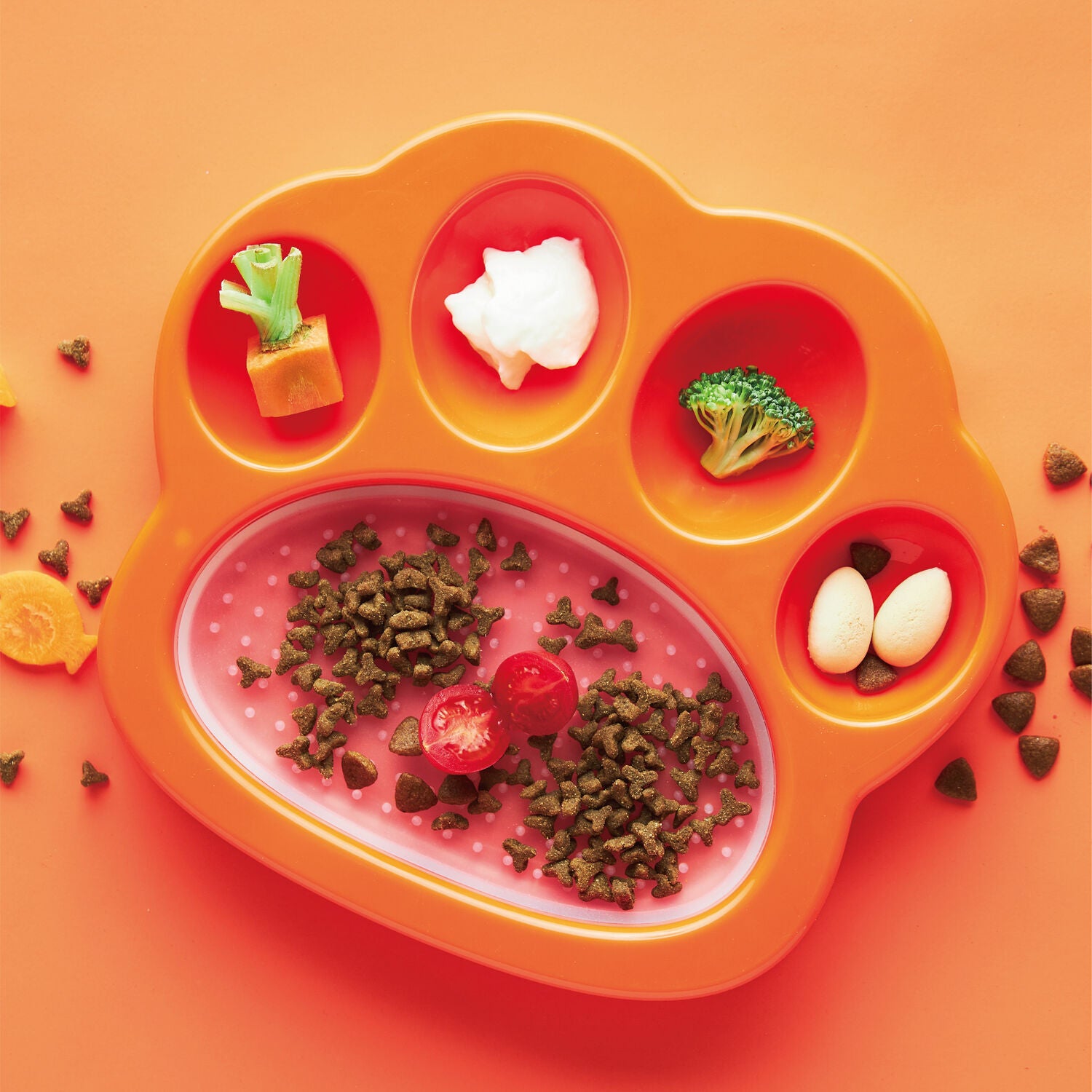 Pet Dream House PAW 2-in-1 Mini Slow Feeder & Lick Pad – Orange