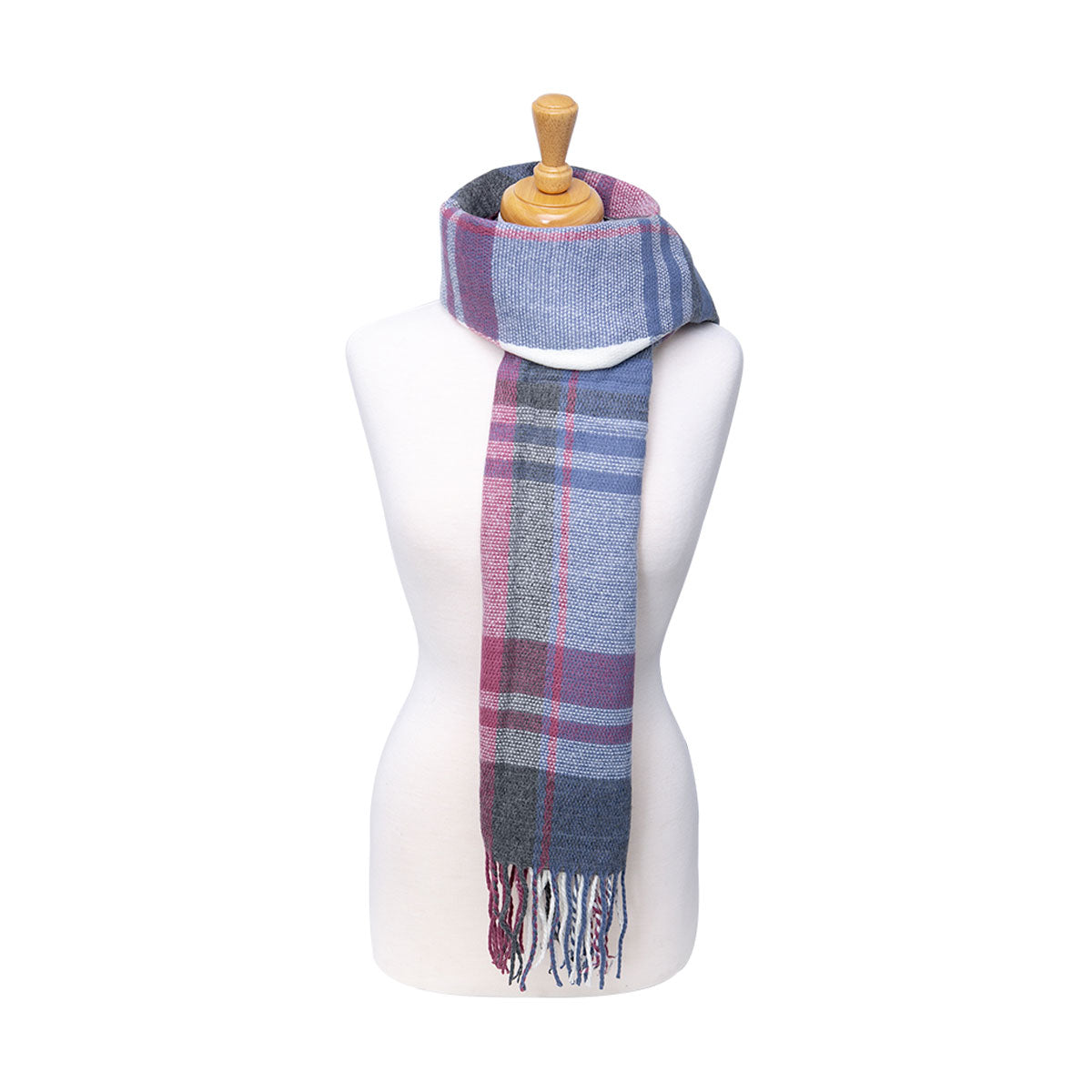 Hy Equestrian Ladies Supersoft Tartan Scarf – Grape/Riviera/White