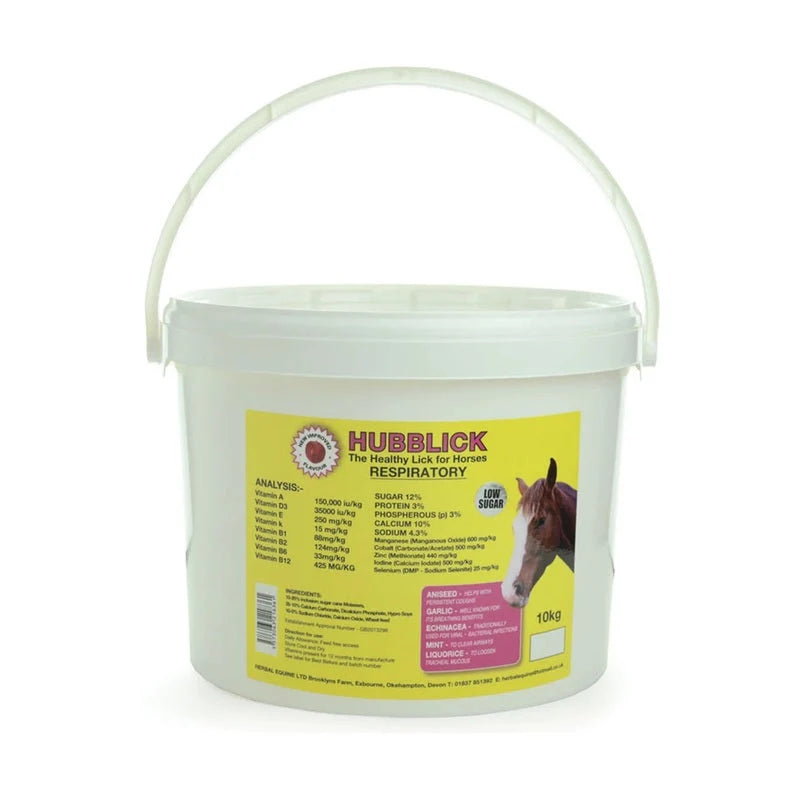 Hubblick Respiratory Horse Lick – 10kg | Low Sugar Herbal Respiratory Support - Animall