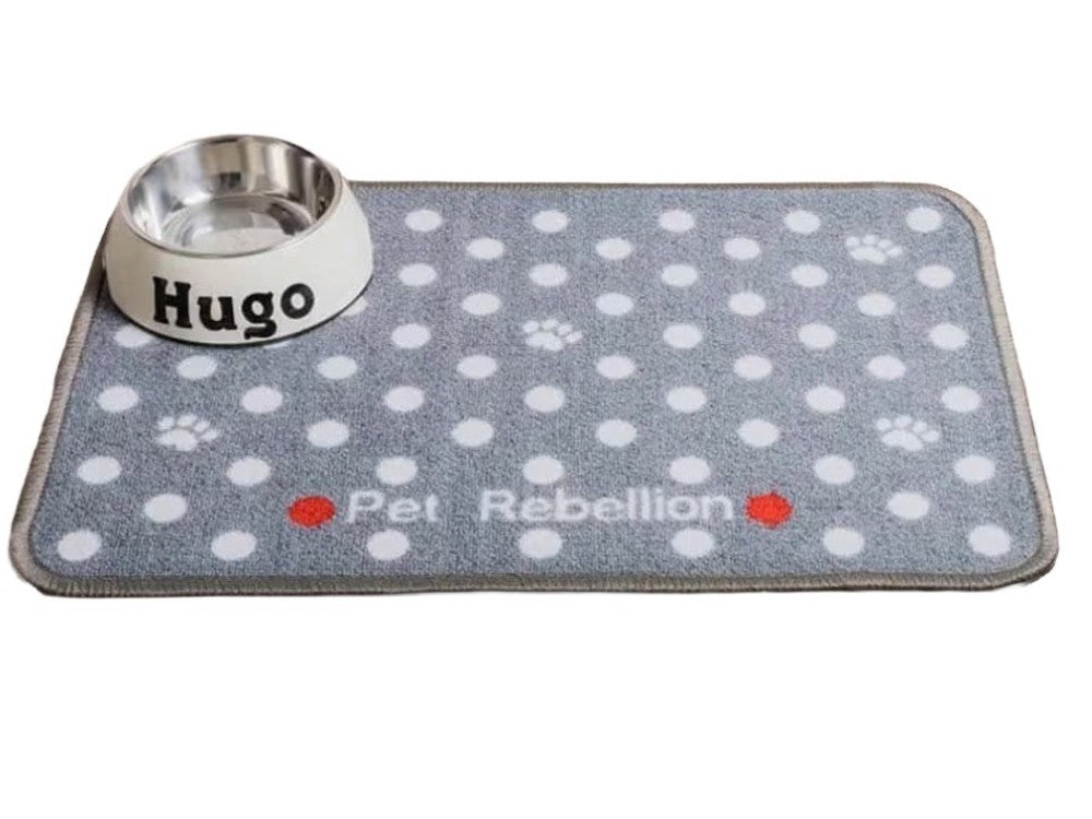 Pet Rebellion Dinner Mate Grey Dottie Non Slip Pet Feeding Mat for Dogs and Cats