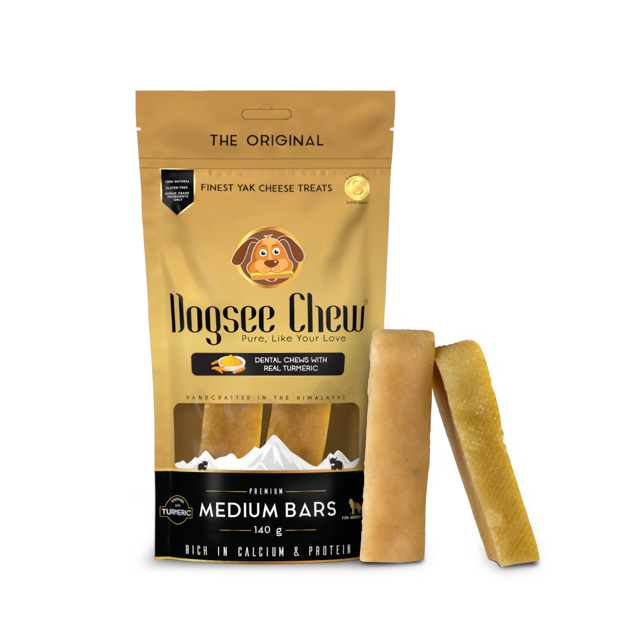 Dogsee Chew Turmeric Medium Bars – 50g Long-Lasting Cheese Dental Chews