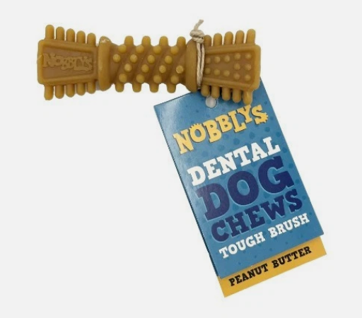 Nobblys Tough Brush Peanut Butter Dental Dog Chew – 25g Single Vegetarian Treat