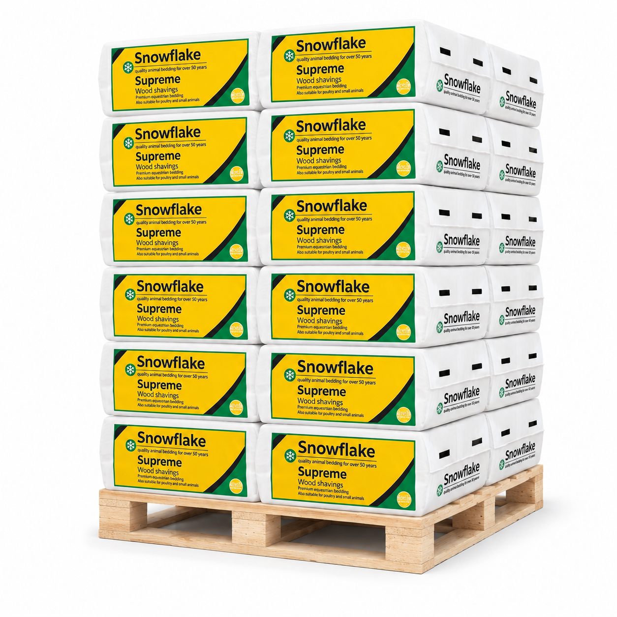 24 x Pallet of Snowflake Supreme Shavings Horse Bedding Bale 15kg