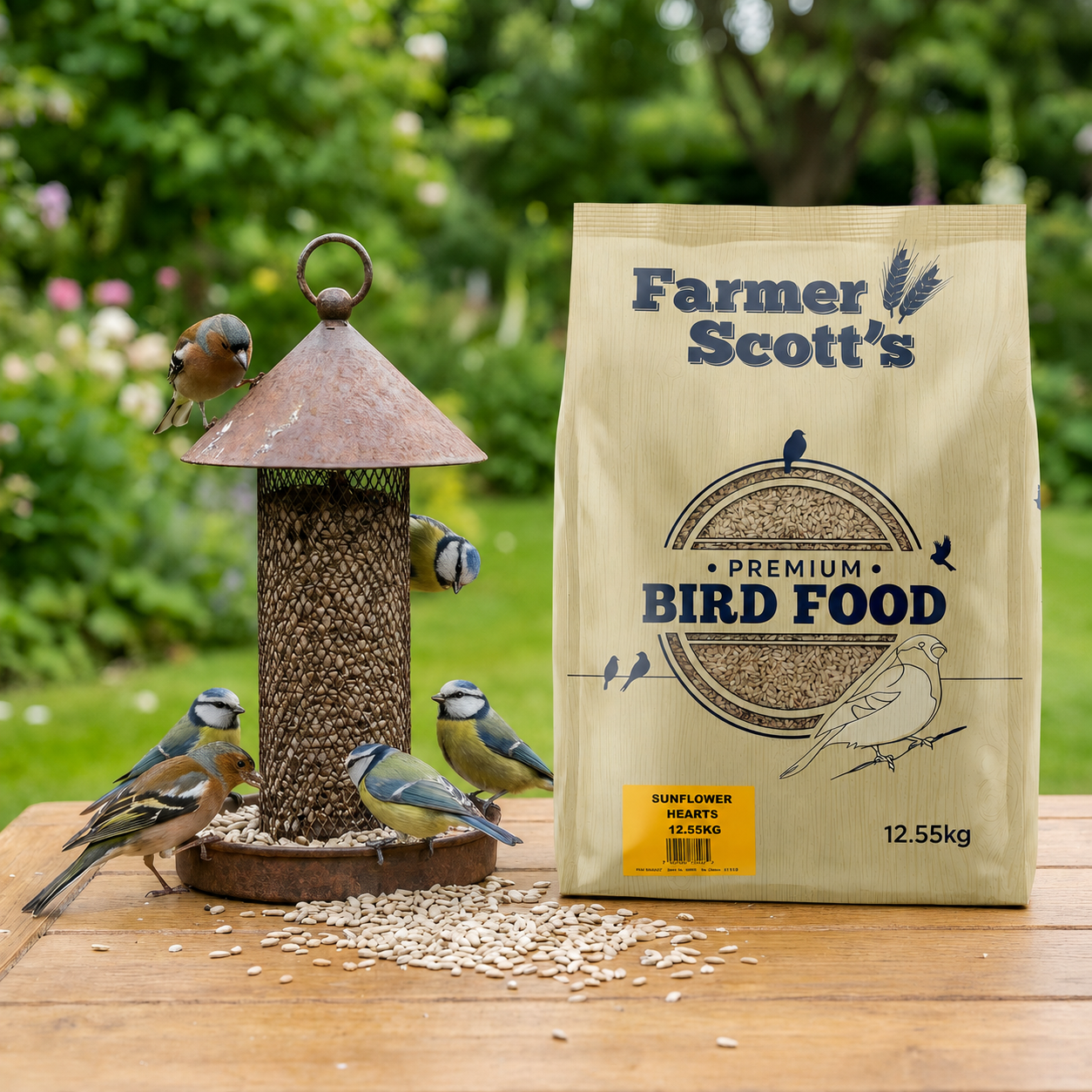 Farmer Scott's Sunflower Hearts 12.55KG – Premium Garden & Wild Bird Feed