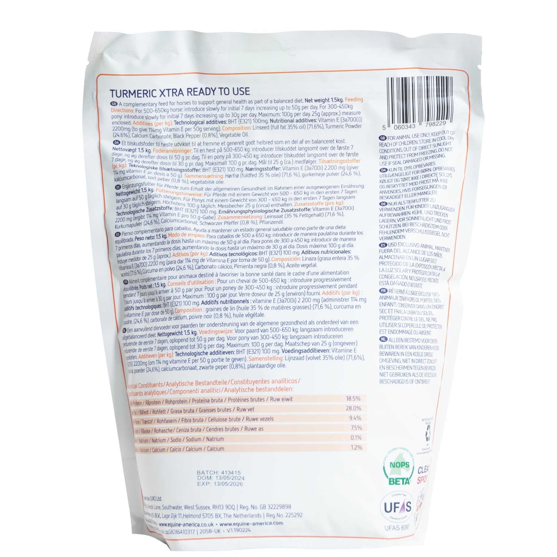Equine America Turmeric Xtra 1.5kg back