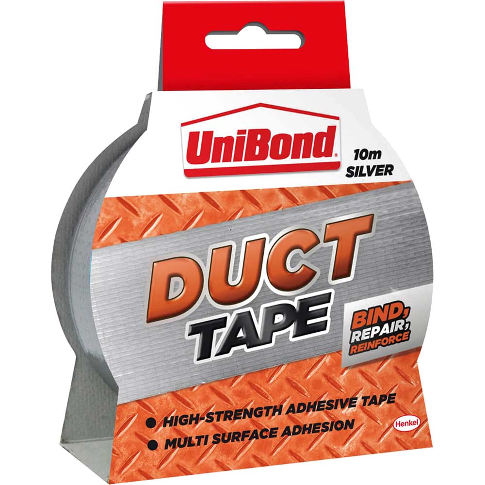 UniBond Duct Tape – Silver 50mm x 10m Heavy-Duty Waterproof Cloth Tape