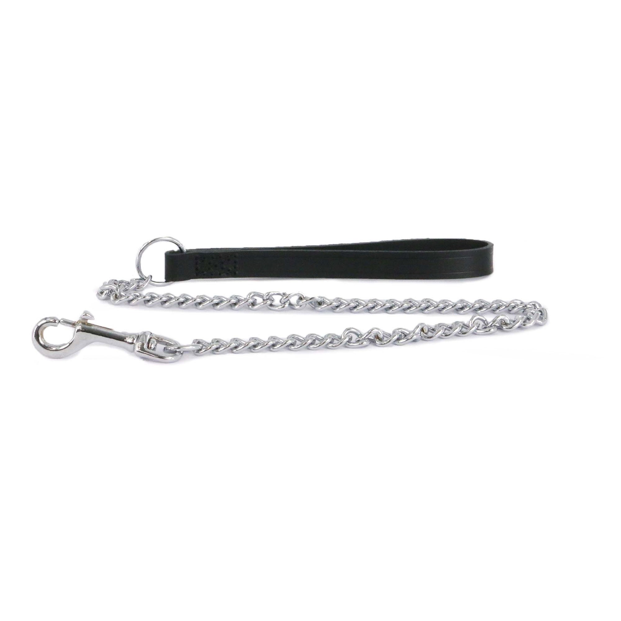 Ancol Leather Heavy Chain Lead Black 90cm