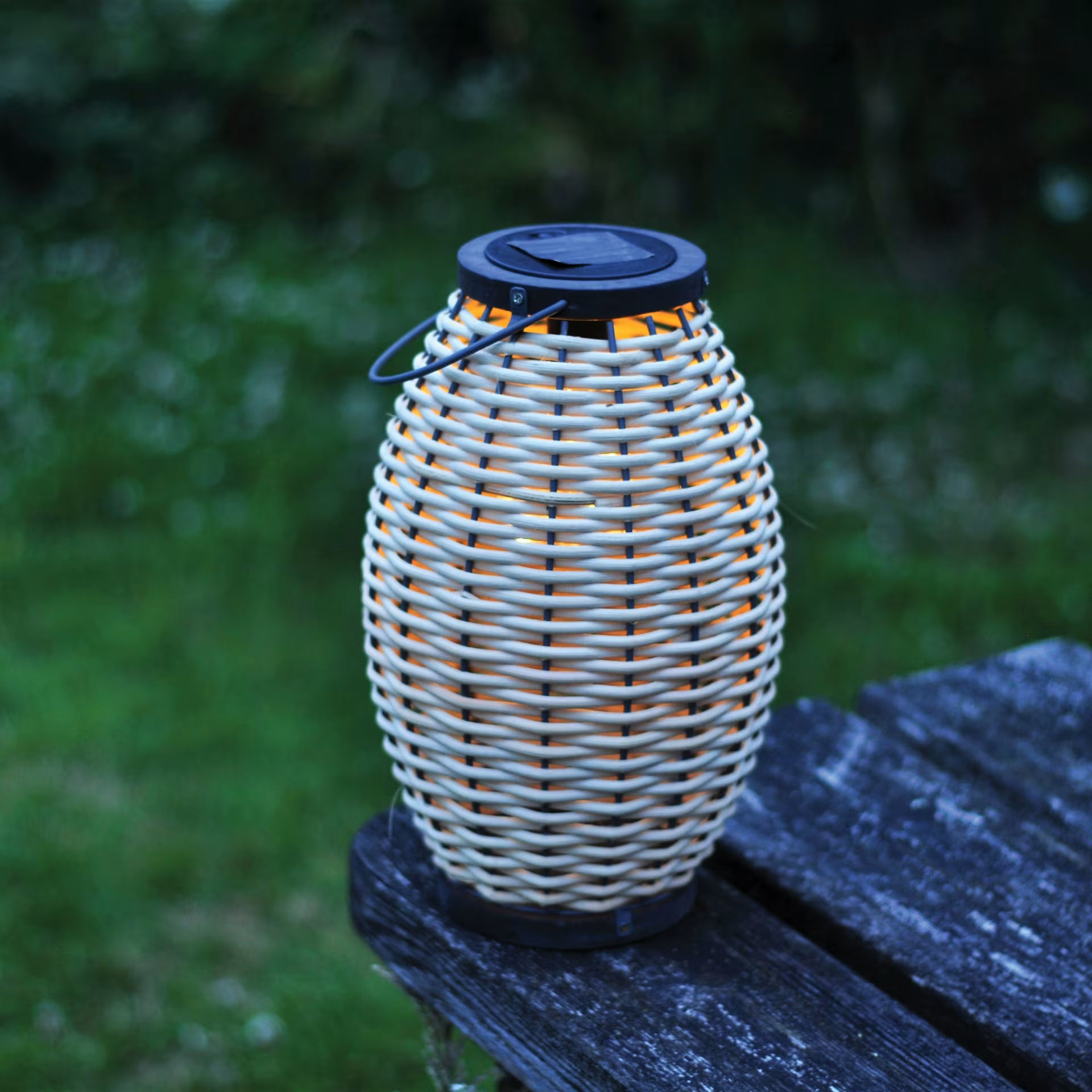 Wood Lodge Weave Solar Candle Lantern - Animall