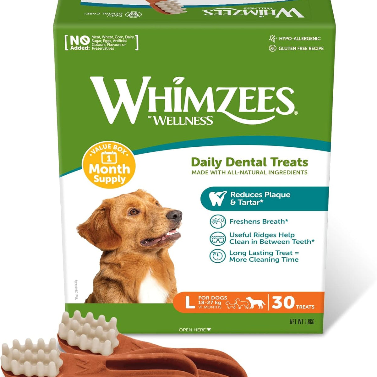 WHIMZEES® Toothbrush Dental Dog Chew – Large (Box of 30) – Animall