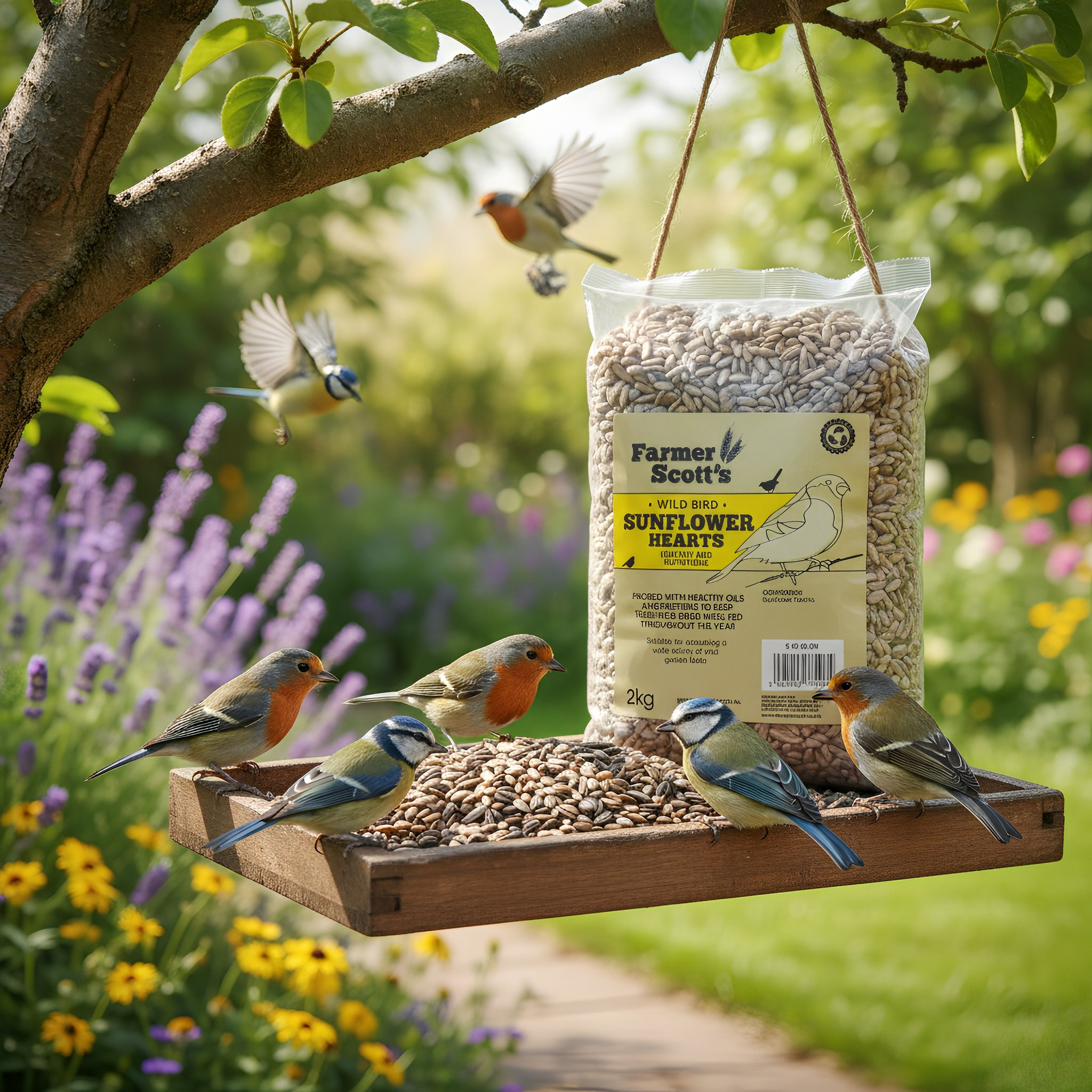Farmer Scott's Sunflower Hearts 2KG – Premium Garden & Wild Bird Feed