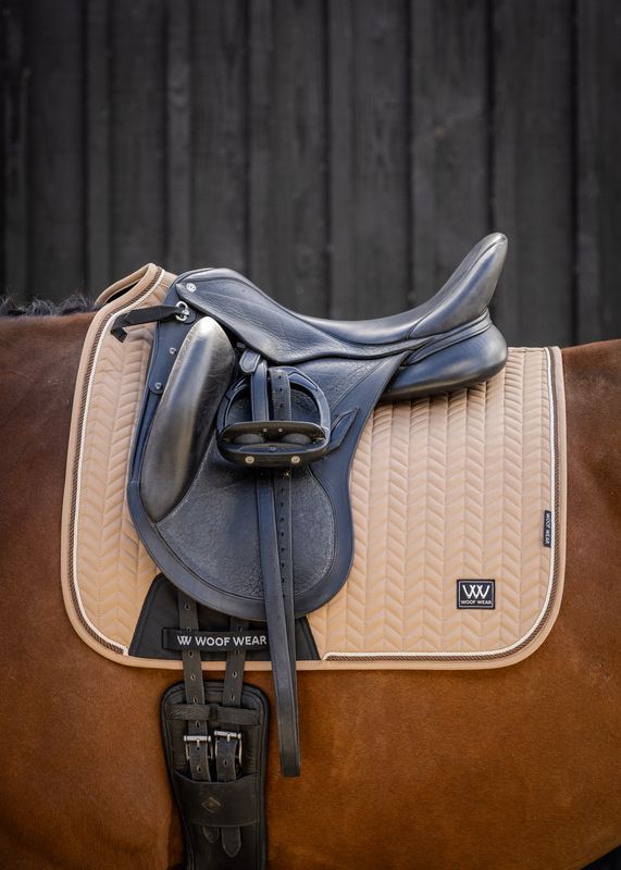 Woof Wear Herringbone Dressage Saddle Pad in caramel