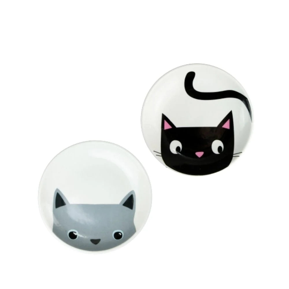 Ancol round shallow ceramic cat dish shown in both of the colours it is sold in