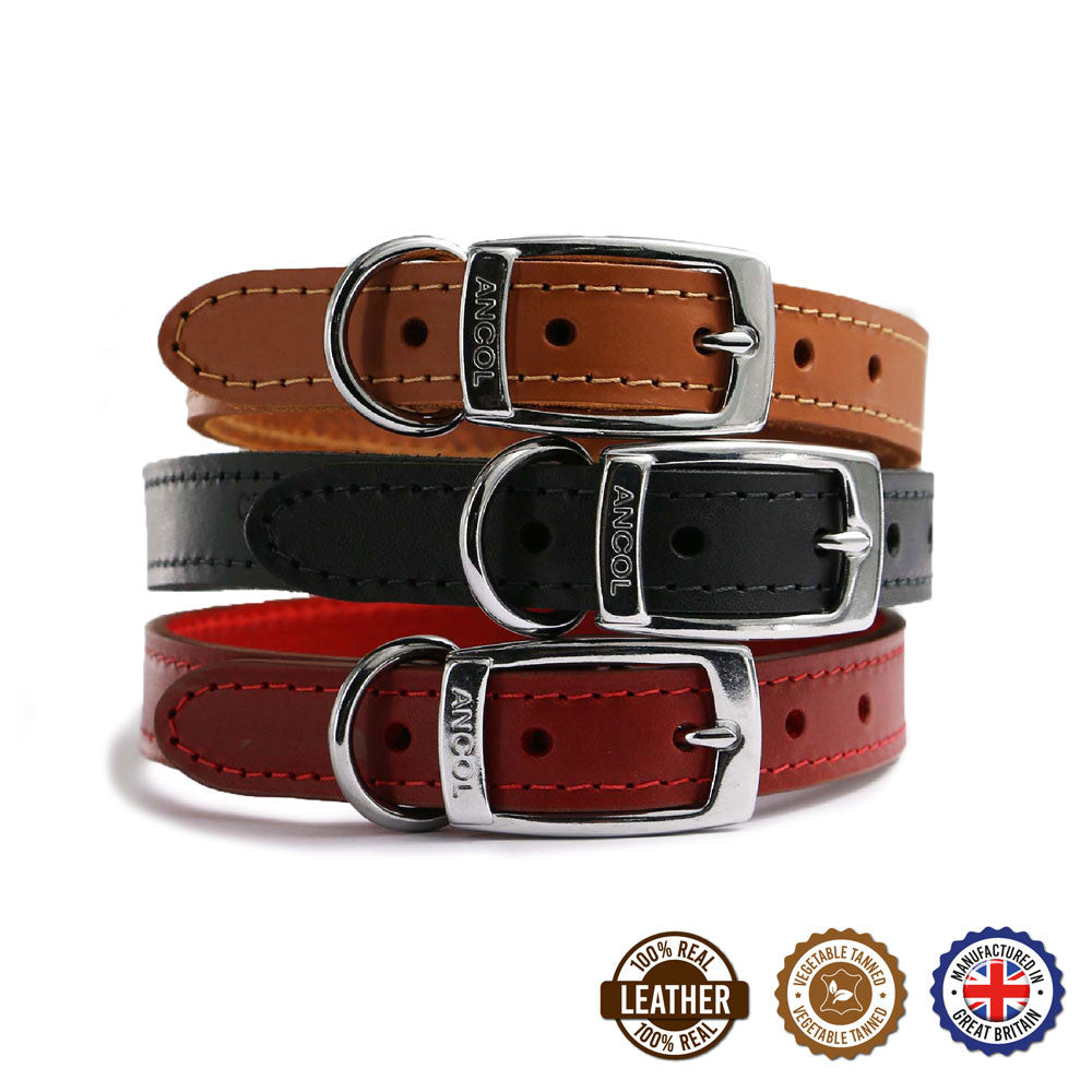 Ancol Classic Leather Collar Black