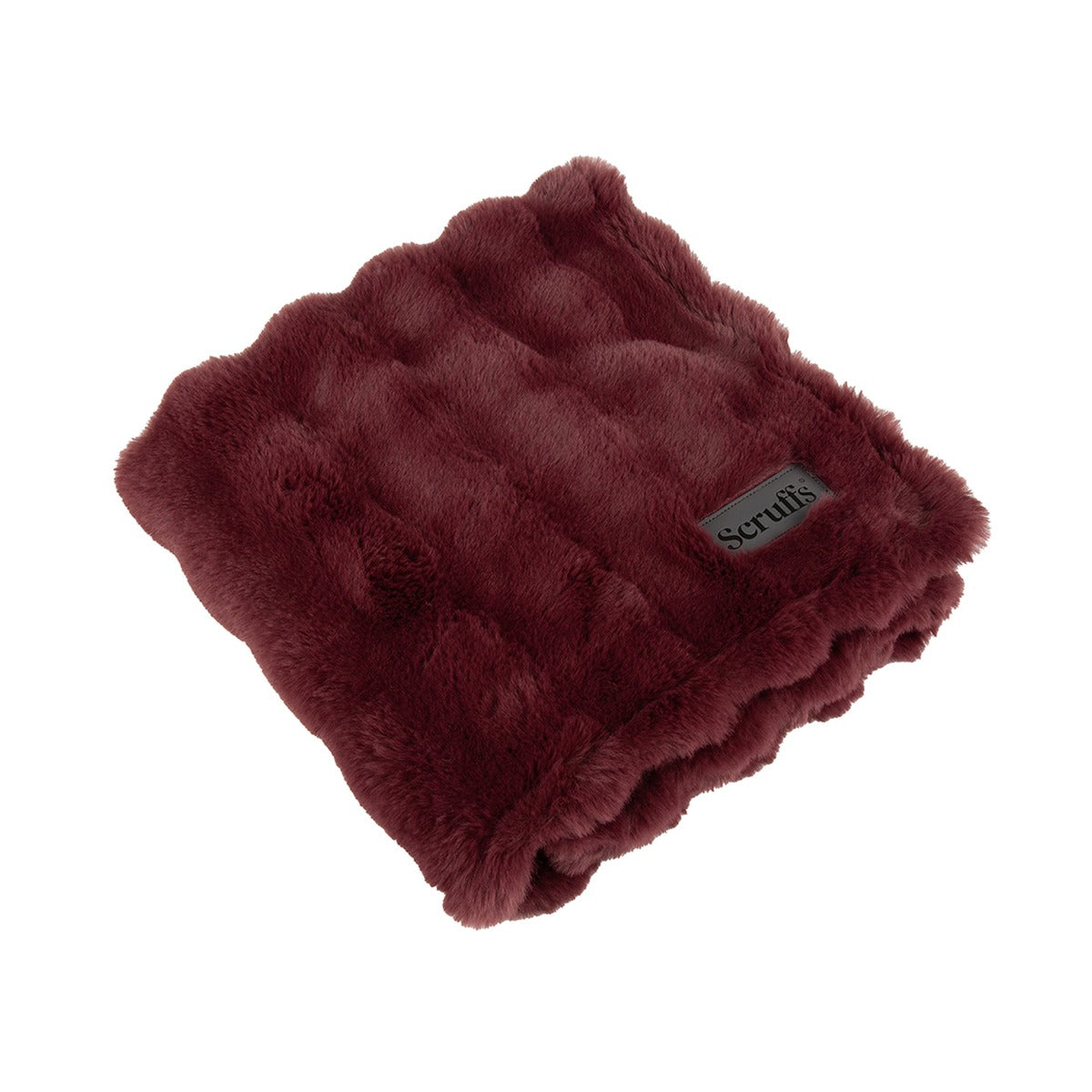 Scruffs Festive Fur Plush Dog Blanket – Burgundy, Soft Winter Throw