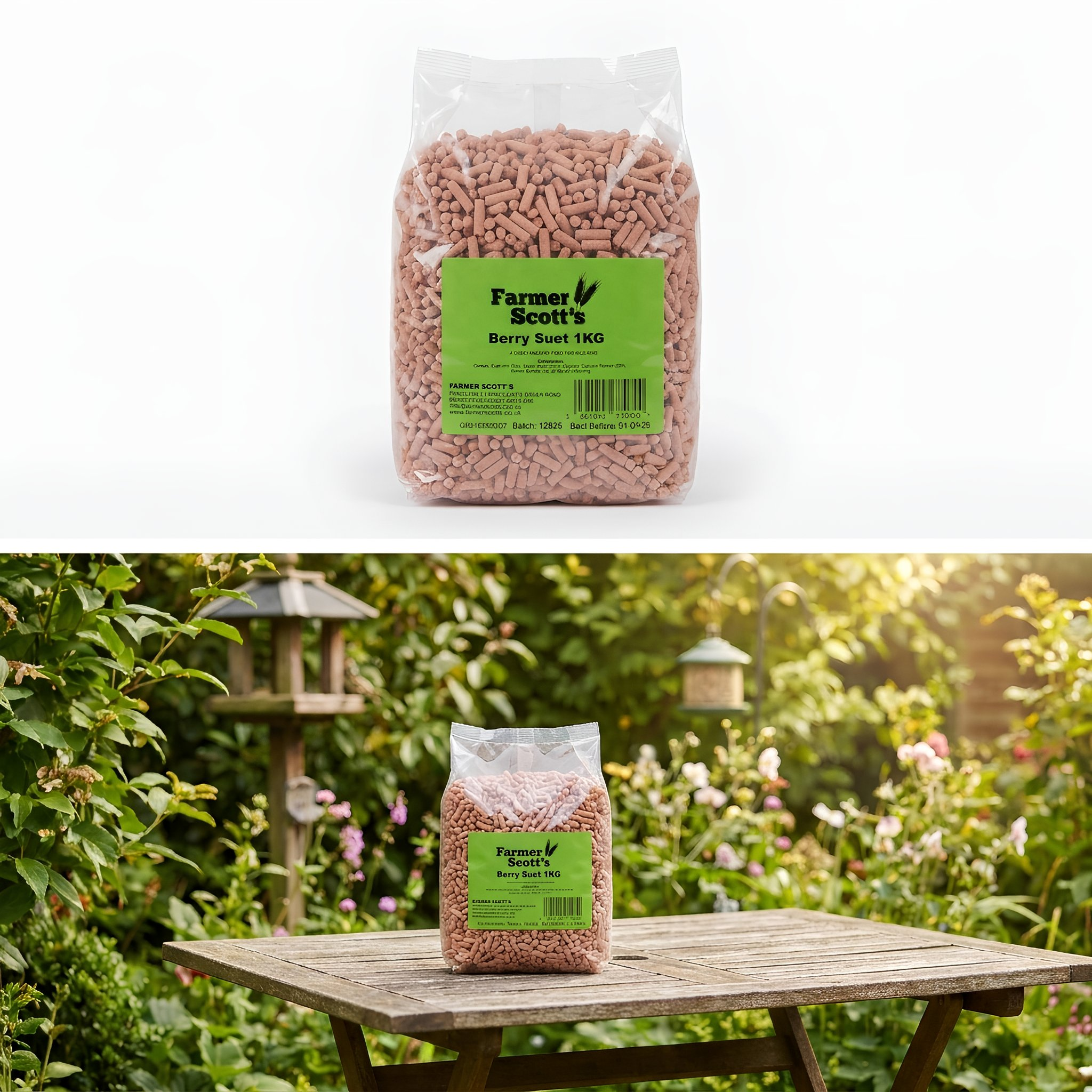 Farmer Scott’s Suet Berry Bites Feed for Wild Birds 1KG – High Energy Bird Treats