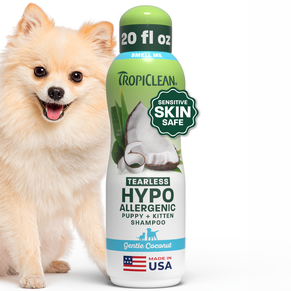 TropiClean Gentle Coconut Hypoallergenic Shampoo – same formula shown in larger US pack size