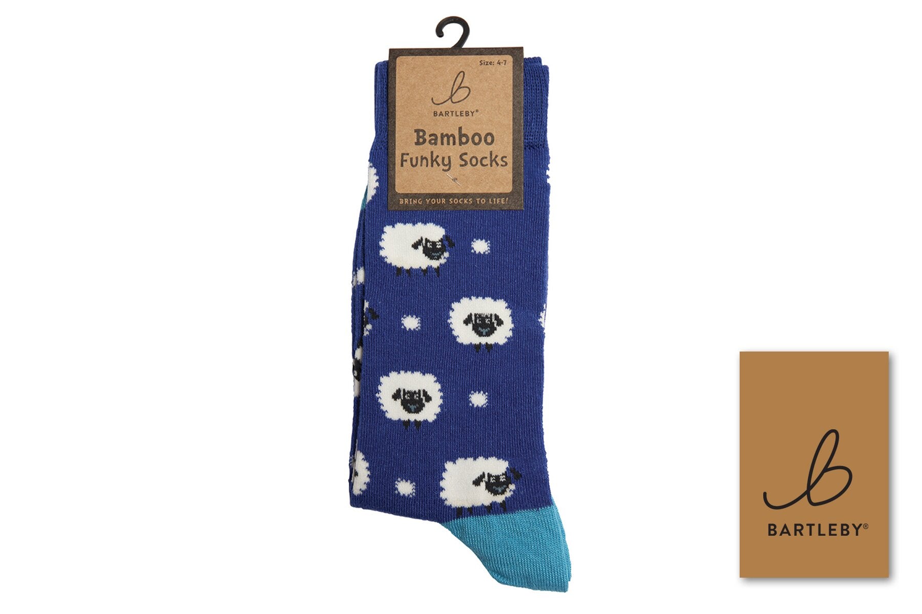 Bartleby Funky Bamboo Sock 4-7 Cute Sheep Comfortable Bamboo Socks