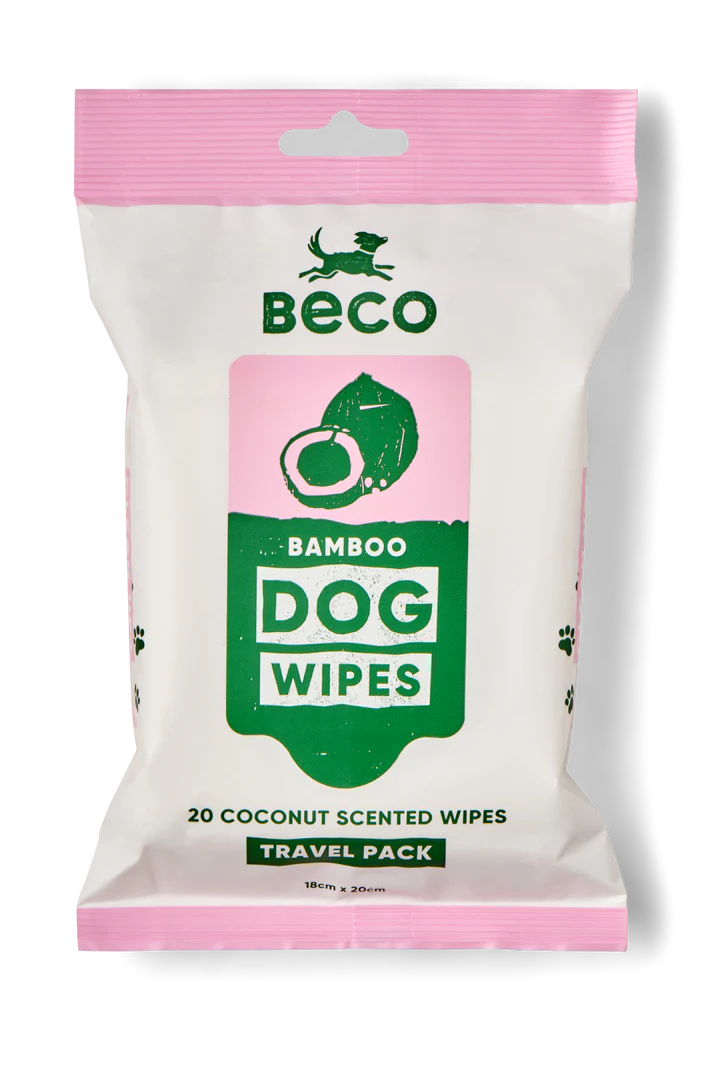 Beco Bamboo Dog Grooming Travel Wipes Coconut Scented 20pk