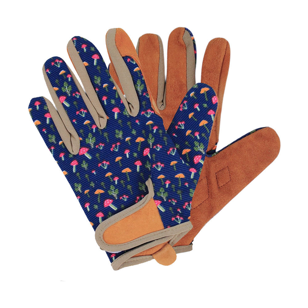 Smart Garden Smart Gardeners Mushrooms Gloves – Medium (8), Leather Reinforced