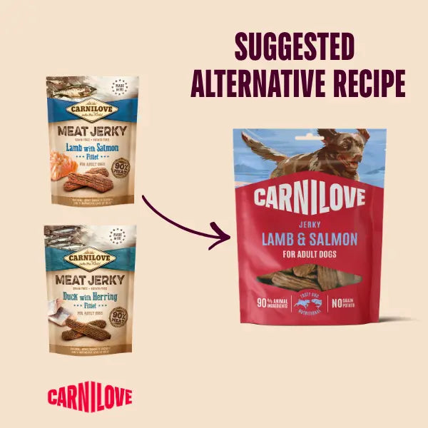 Carnilove Lamb & Salmon Fillet Grain-Free Jerky Dog Treats for Adult Dogs 100g