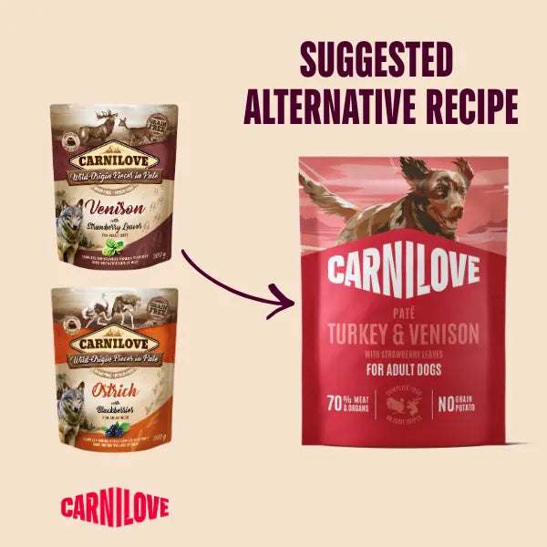 Carnilove Turkey & Venison with Strawberry Leaves Complete Wet Dog Food Pouch 300g