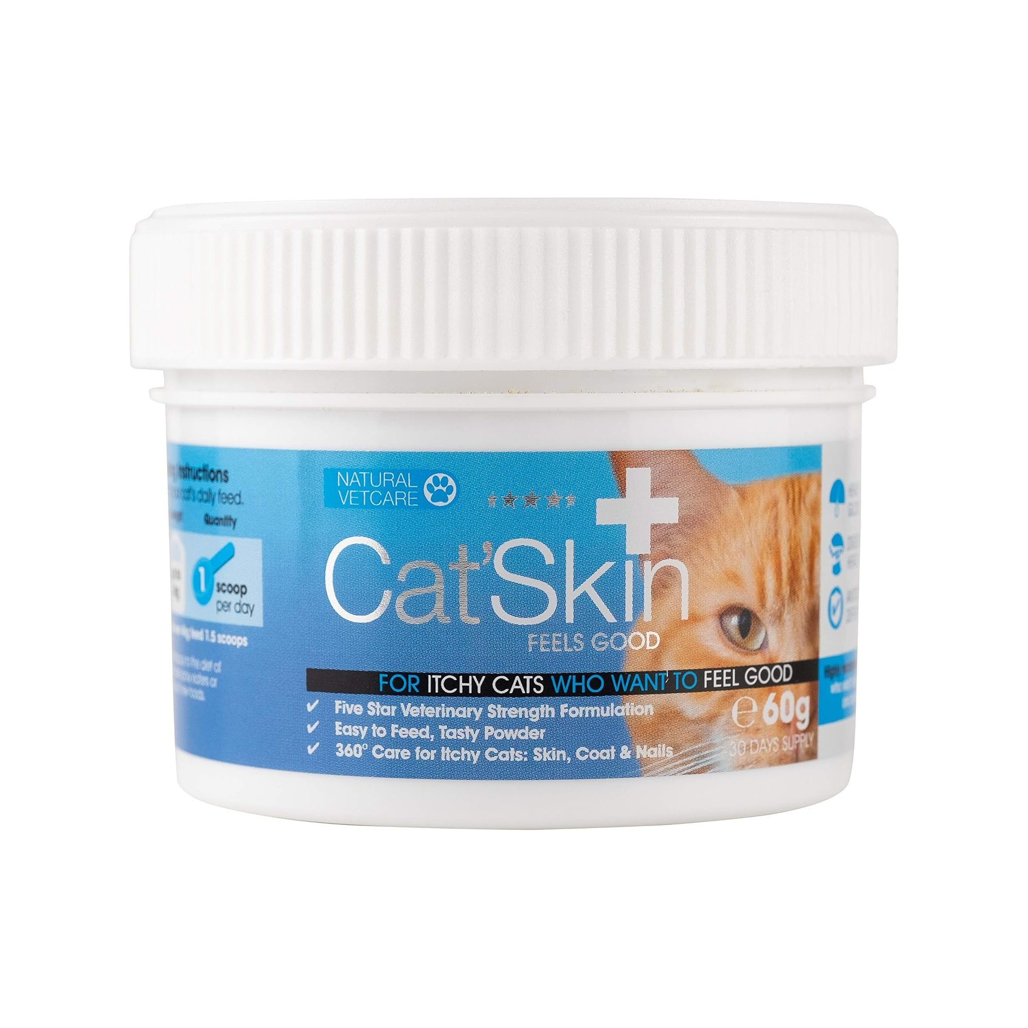 Natural VetCare Cat'Skin – Veterinary Strength Skin & Coat Supplement for Cats (60g)