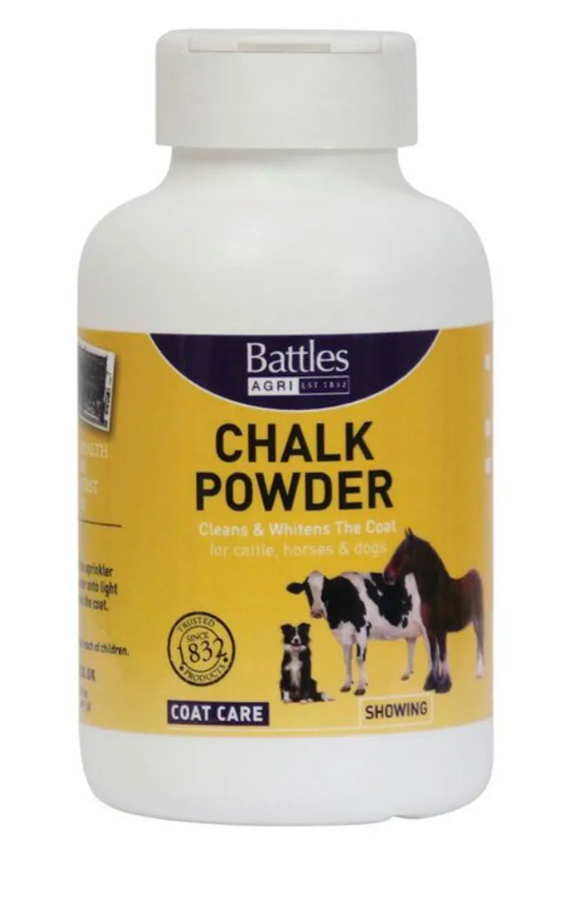 Battles Chalk Powder – 120g Sprinkler Pack, Coat Whitener for Horses
