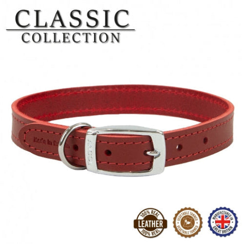 Ancol Classic Leather Collar Red