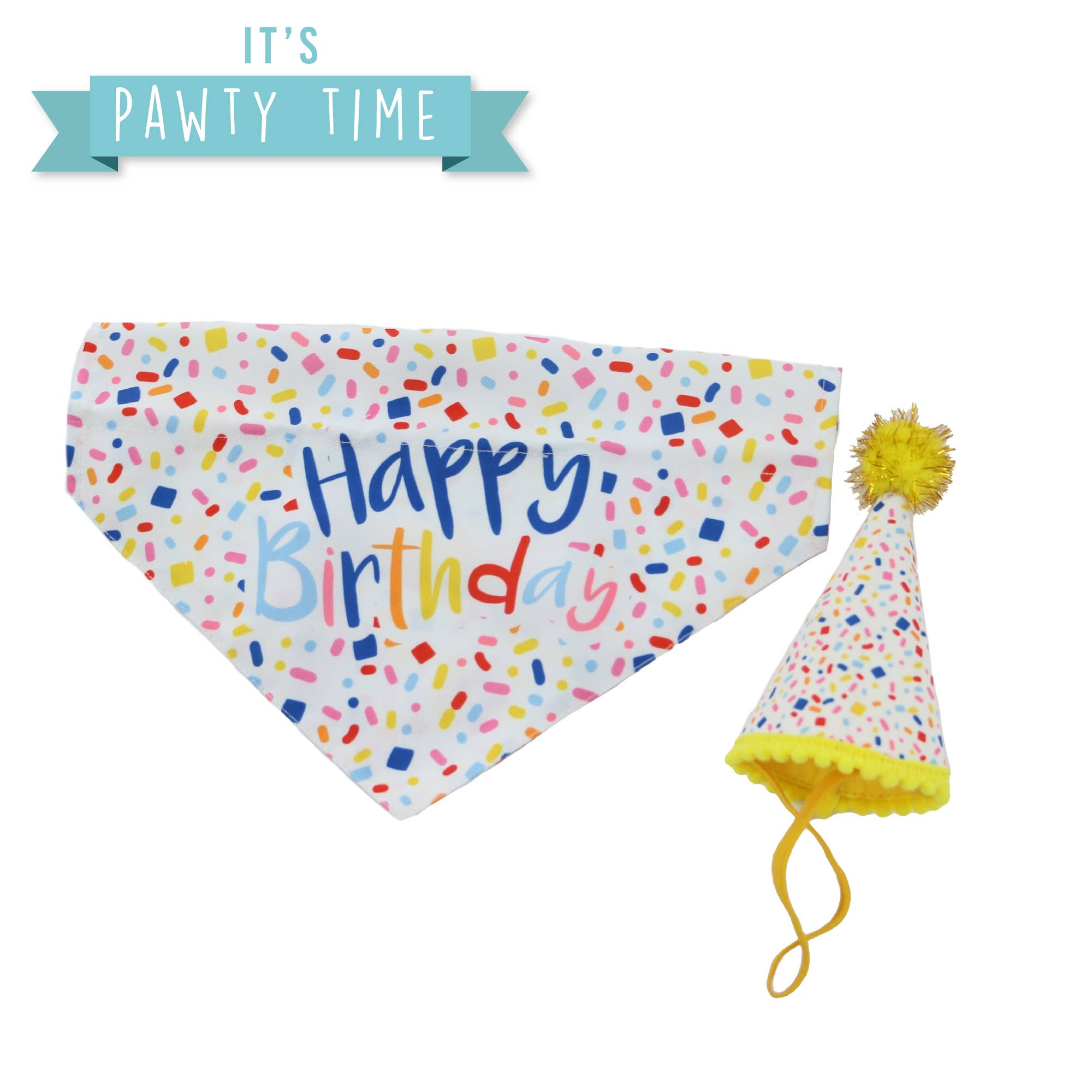 Ancol Pawty Sprinkle Hat & Bandana Set – Medium/Large Dog Party Outfit