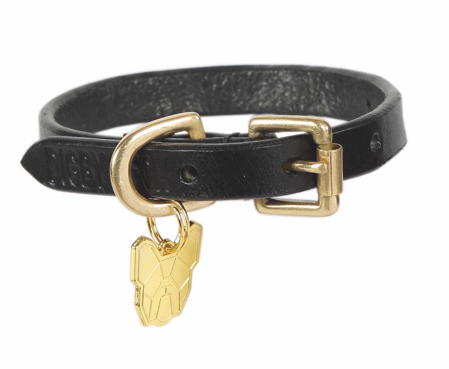 Digby & Fox Flat Leather Dog Collar Black L