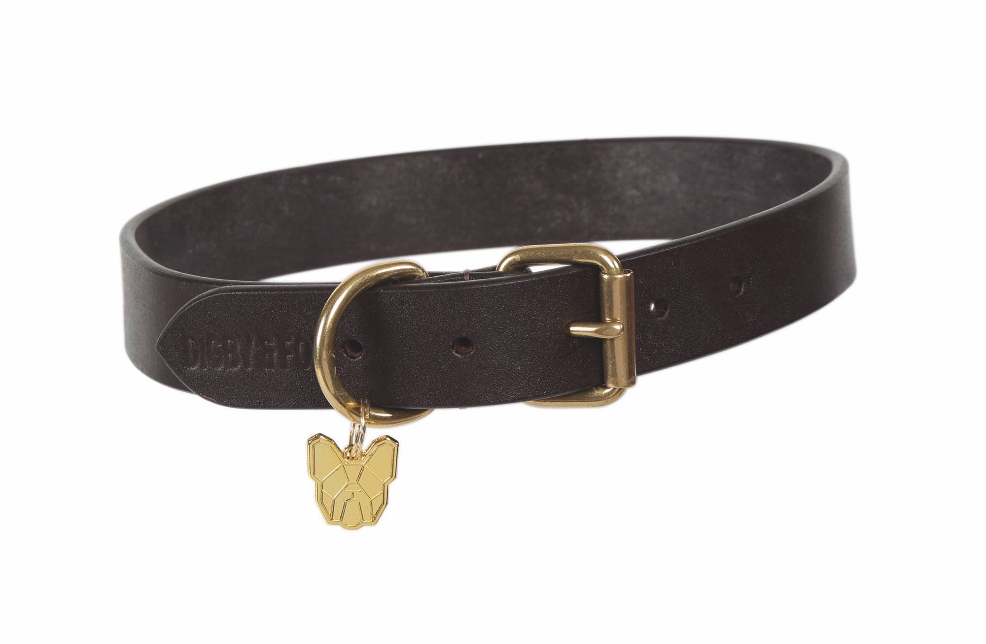 Digby & Fox Flat Leather Dog Collar Brown L
