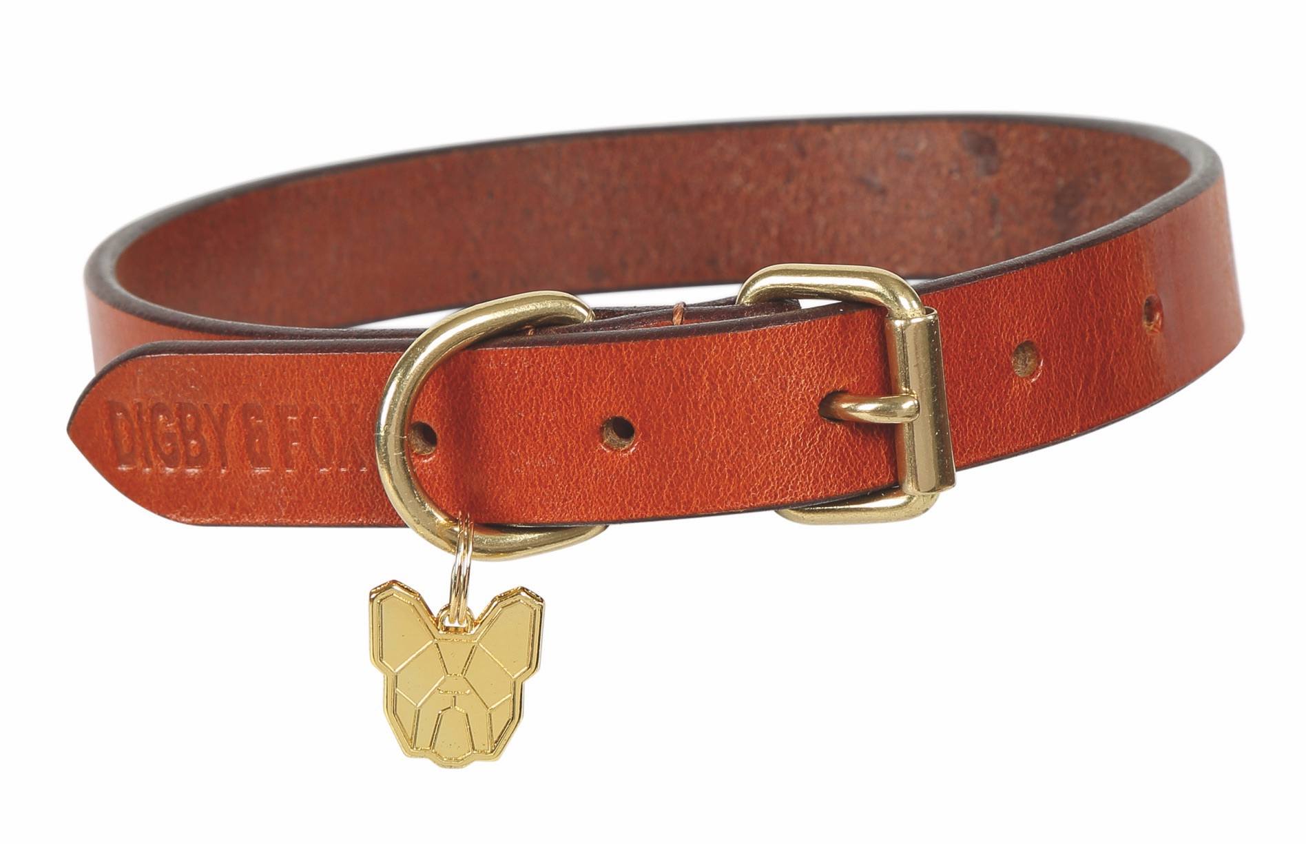 Digby & Fox Flat Leather Dog Collar Tan M