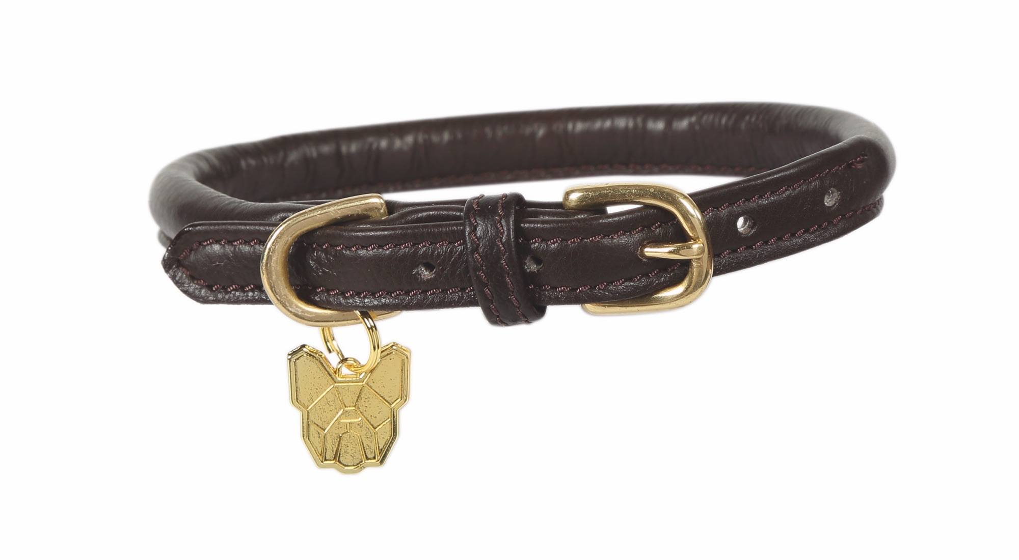 Digby & Fox Rolled Leather Dog Collar Brown Small