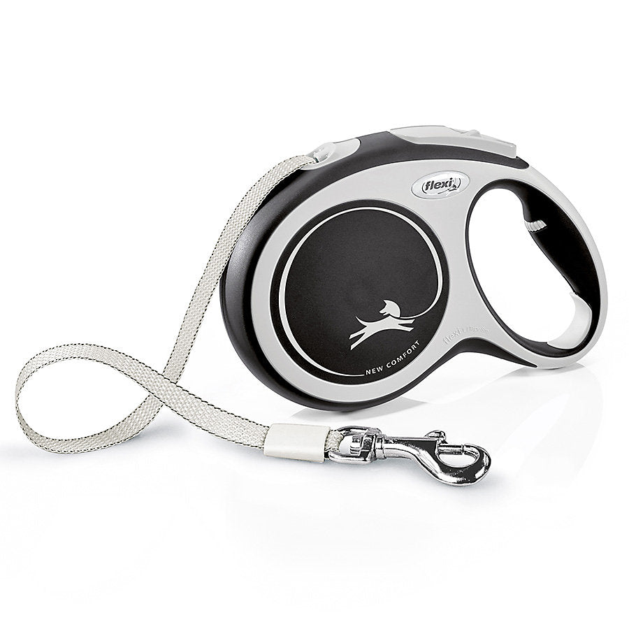 Flexi Comfort Tape Dog Lead Large Grey & Black 8m