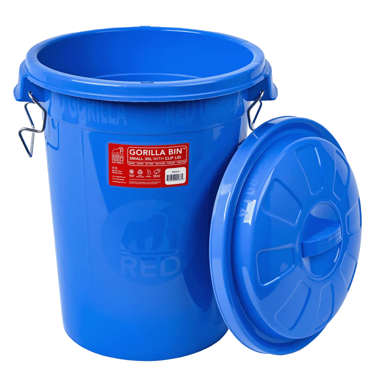 Red Gorilla® 30L Bin with Clip Lid – Blue  Stackable Plastic Storage Bin