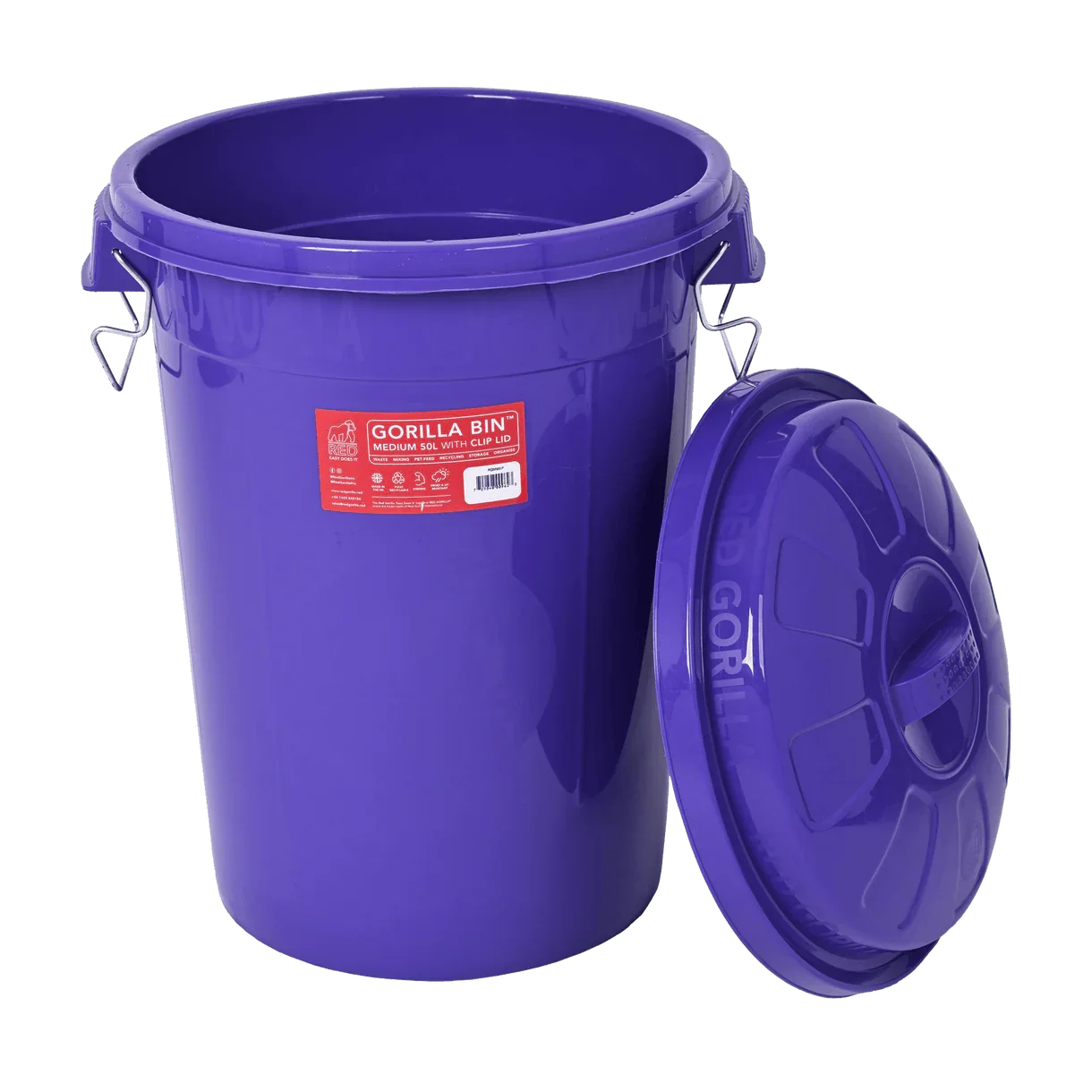 Red Gorilla® 50L Bin with Clip Lid – Purple  Stackable Plastic Storage Bin