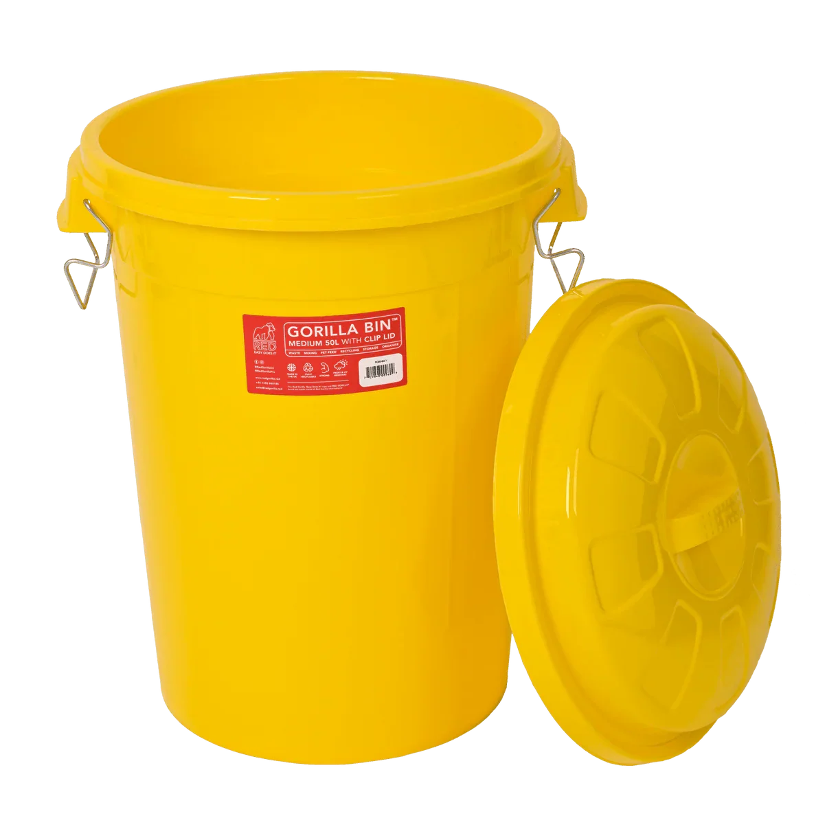 Red Gorilla® 50L Bin with Clip Lid – Yellow Stackable plastic storage bin