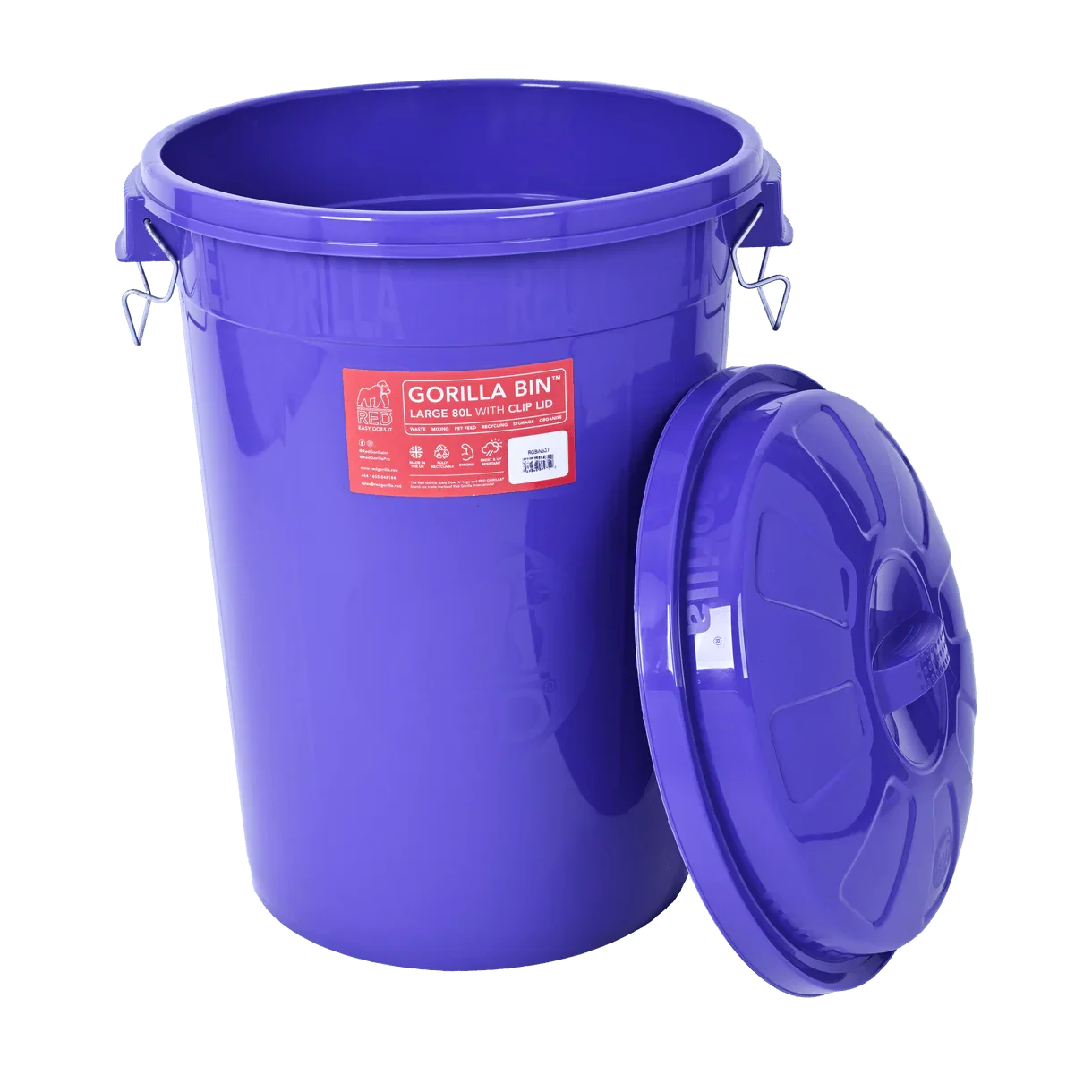 Red Gorilla® 80L Bin with Clip Lid – Purple  Stackable Plastic Storage Bin