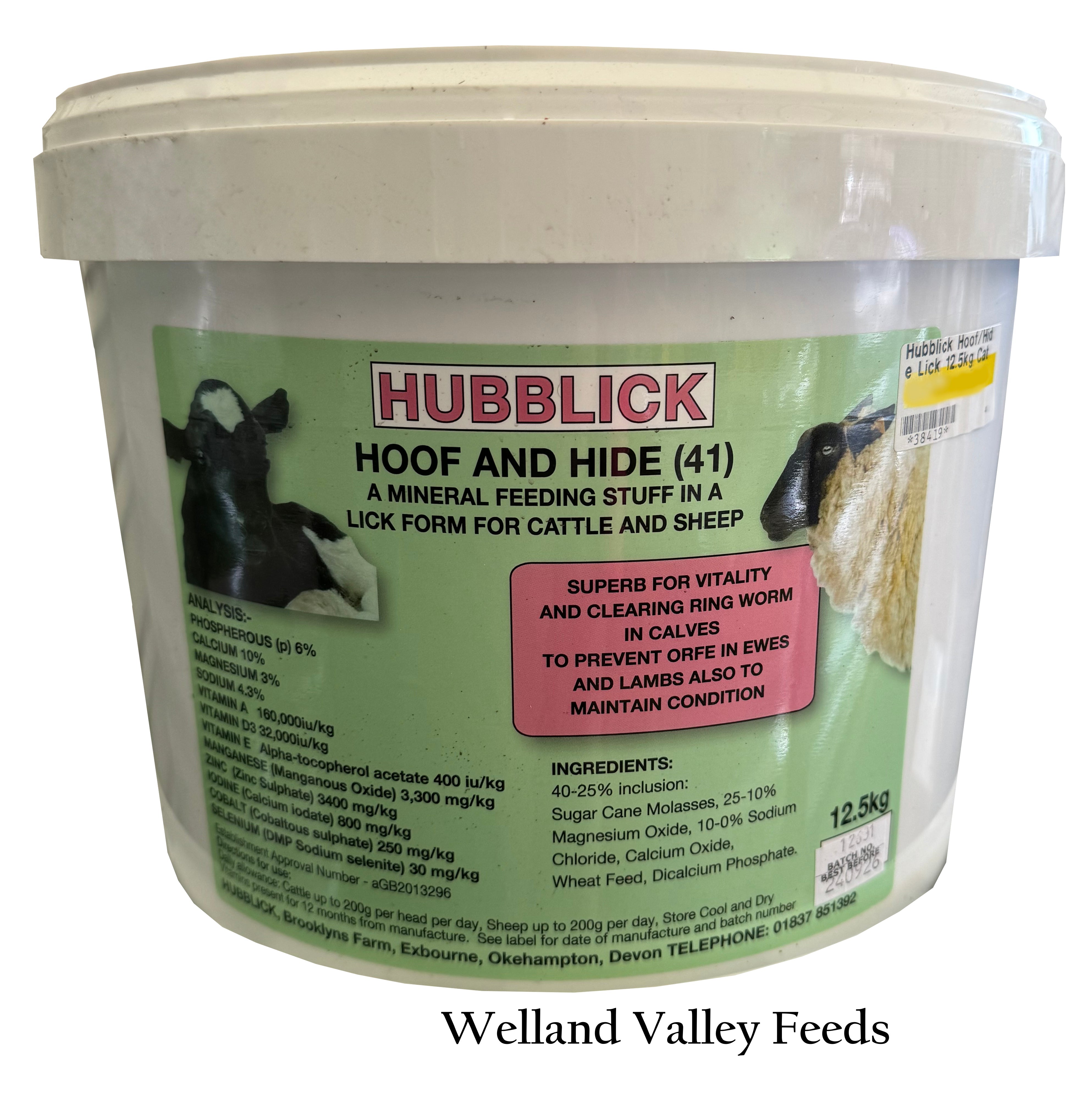 Hubblick Hoof & Hide Lick – 12.5kg Mineral Lick for Cattle & Sheep
