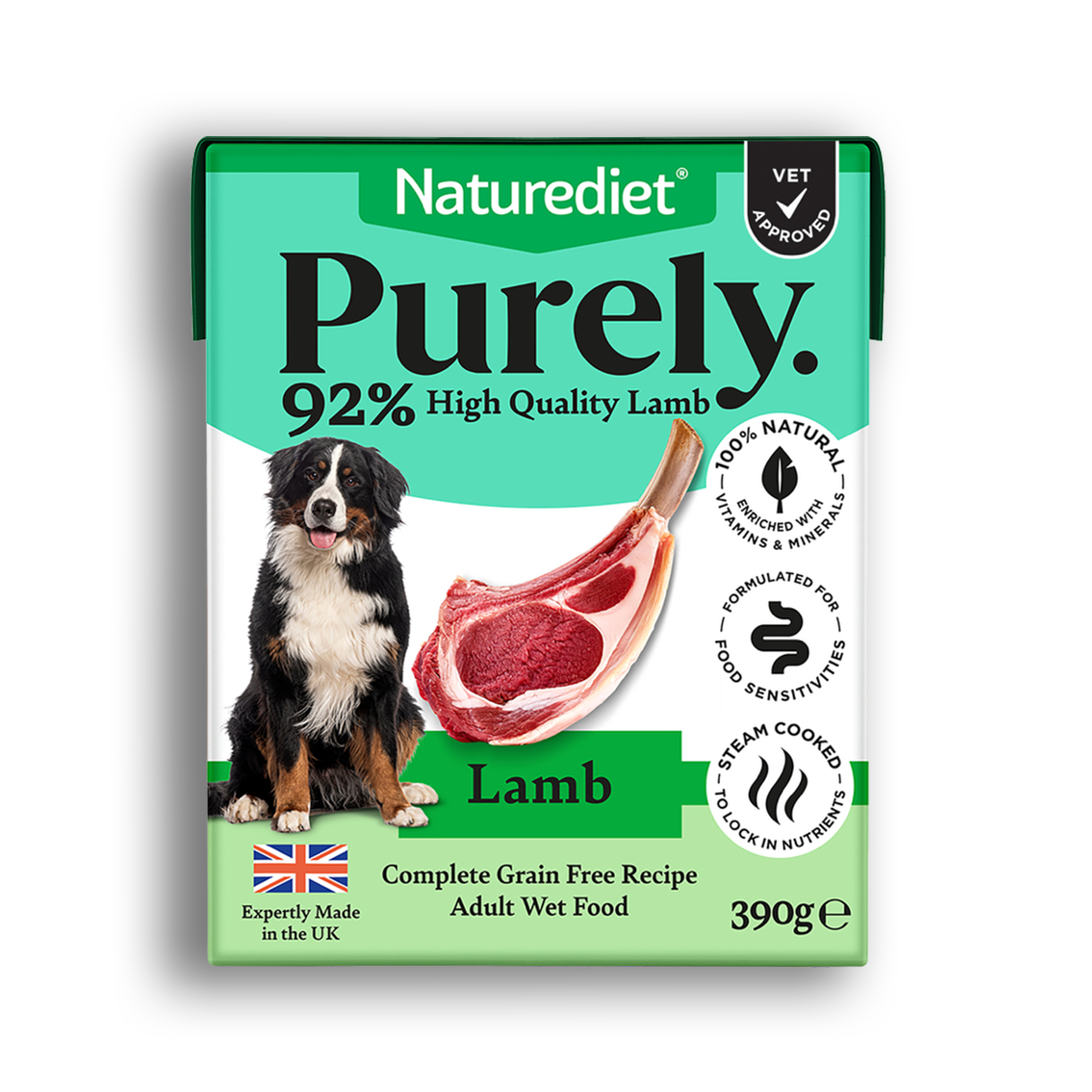 Naturediet Purely Lamb – 390g Complete Grain Free Wet Dog Food