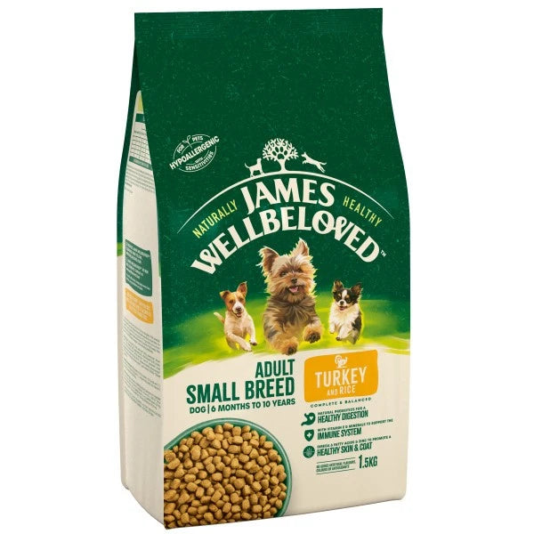 James Wellbeloved Adult Small Breed Turkey & Rice Hypoallergenic Dry Dog Food, 1.5kg