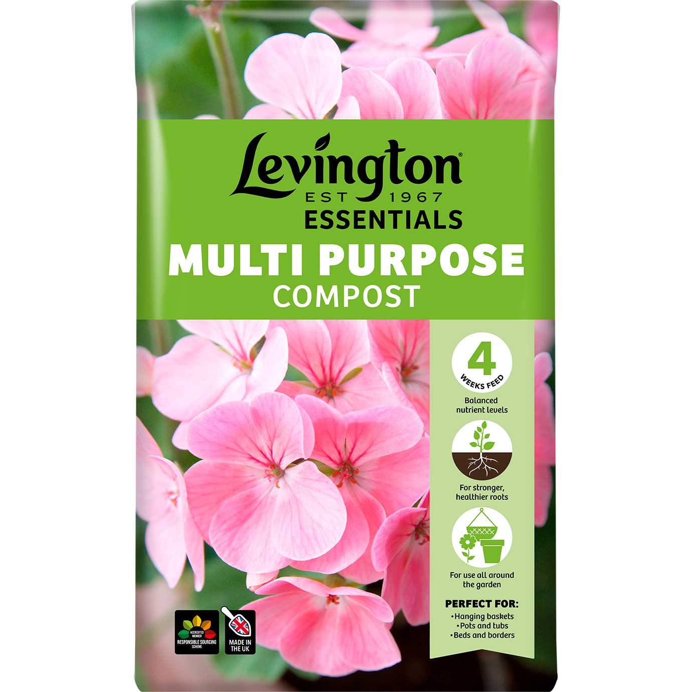 Levington Essentials Multi Purpose Compost (range pack shot)