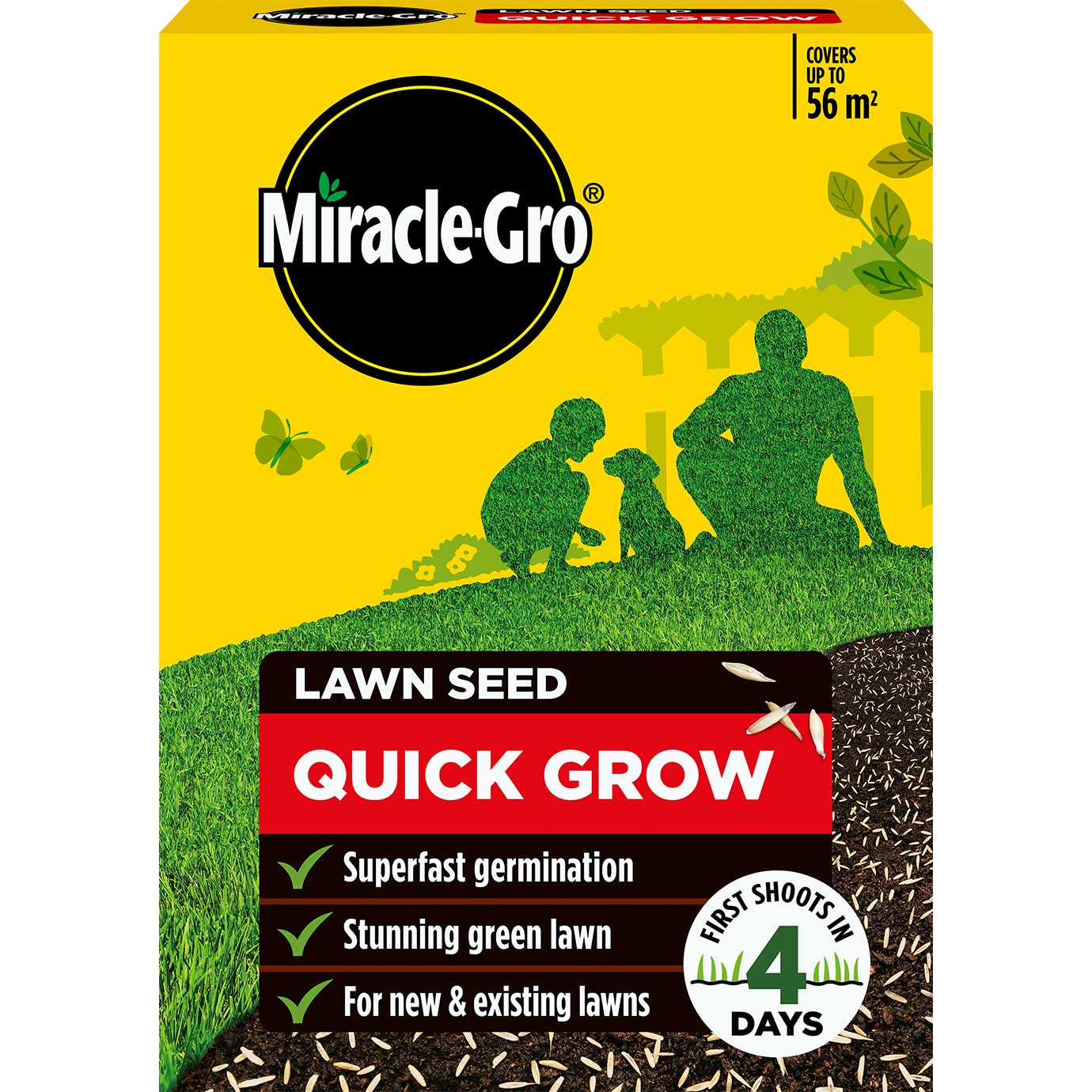 Miracle-Gro Quick Grow Lawn Seed – 1.6kg, Covers 56m², First Shoots in 4 Days