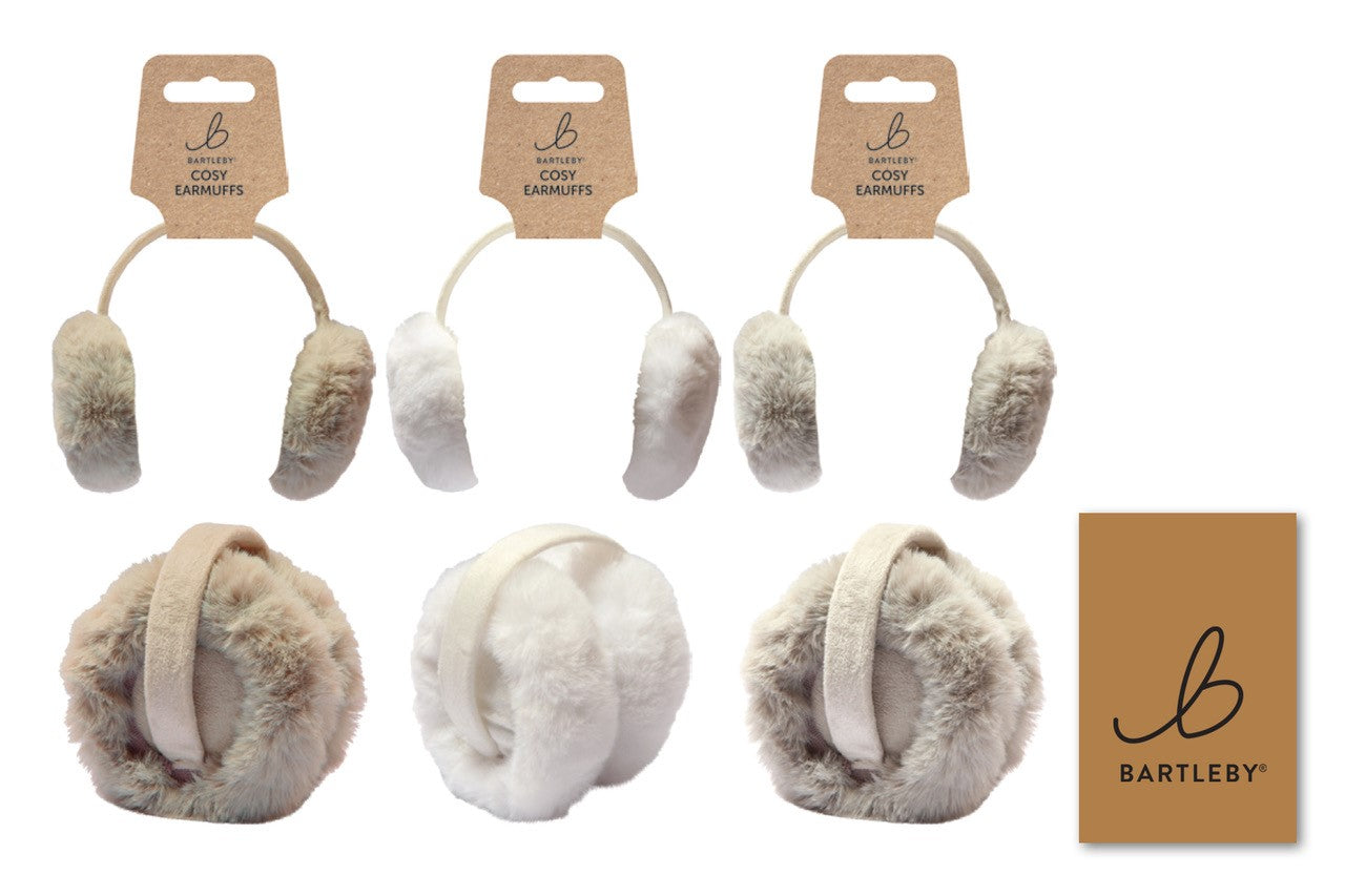 Bartleby ladies faux fur ear muffs in three assorted colours